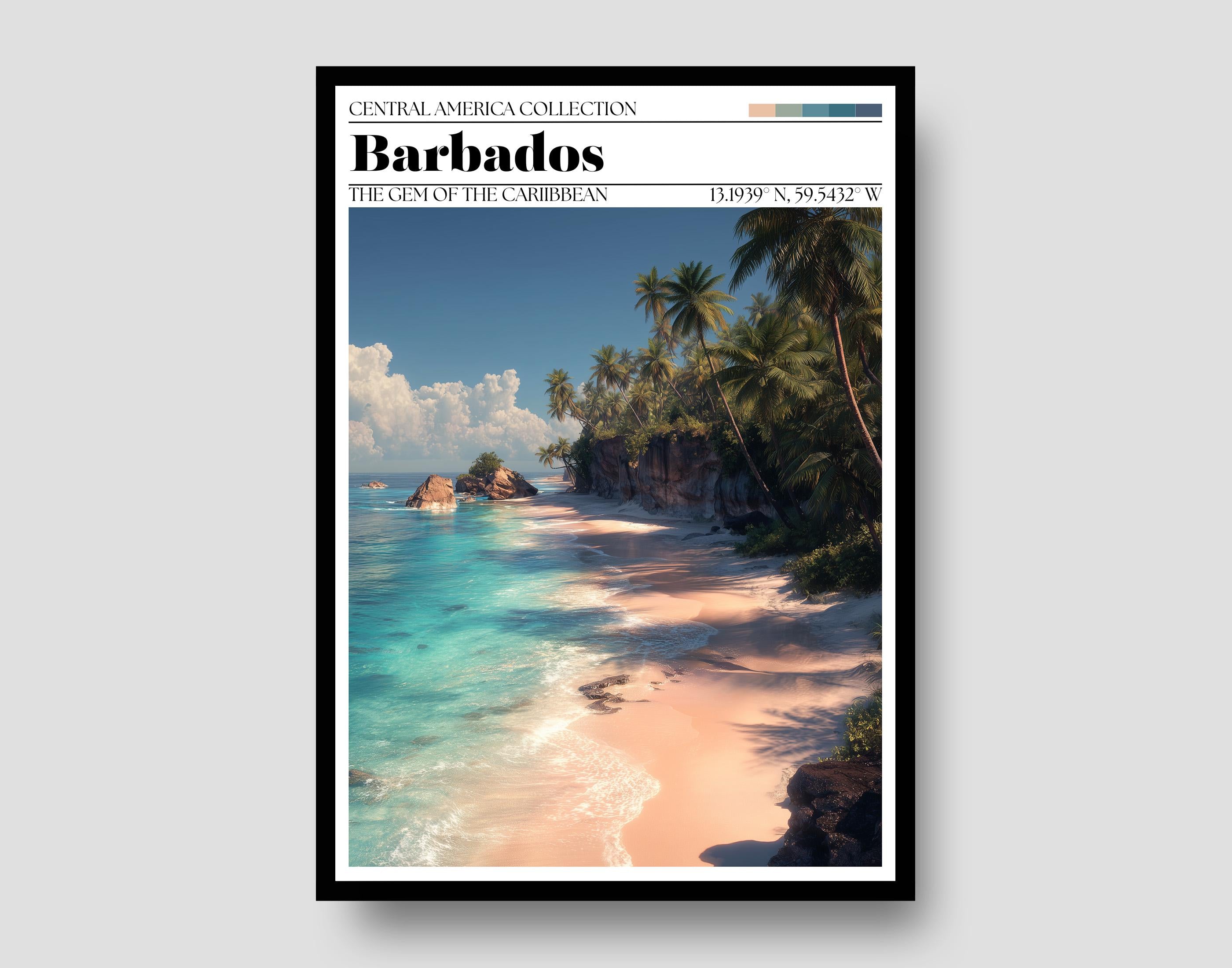 Barbados Travel Poster – Caribbean Beach Art Print