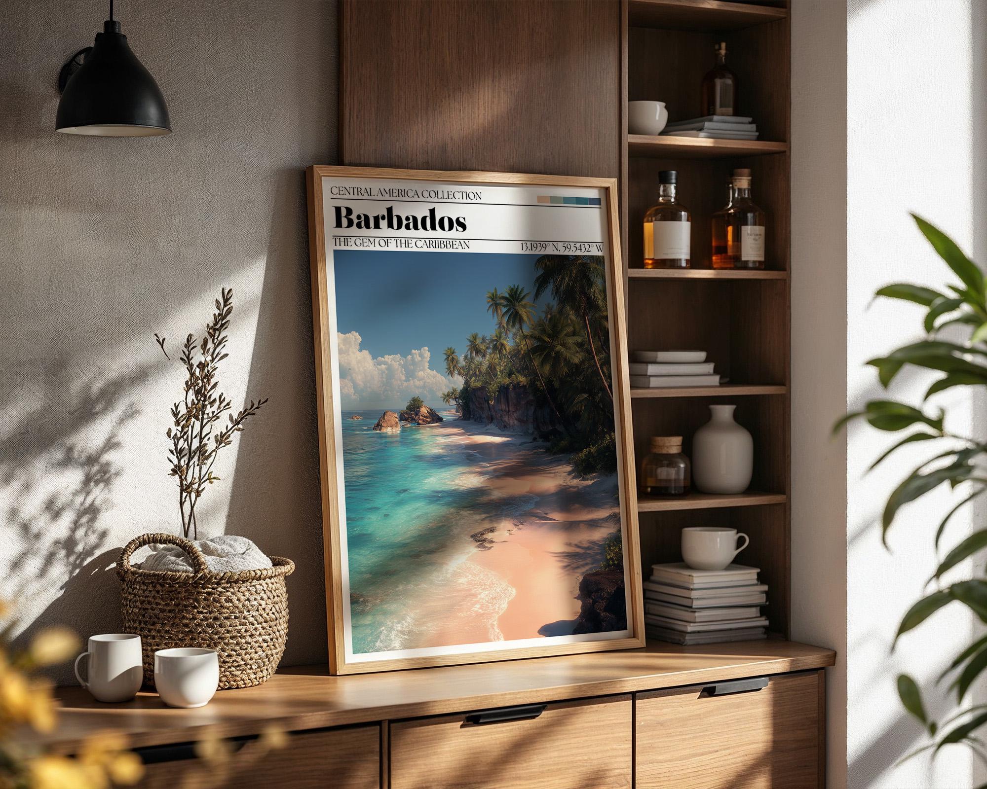 Barbados Travel Poster – Caribbean Beach Art Print