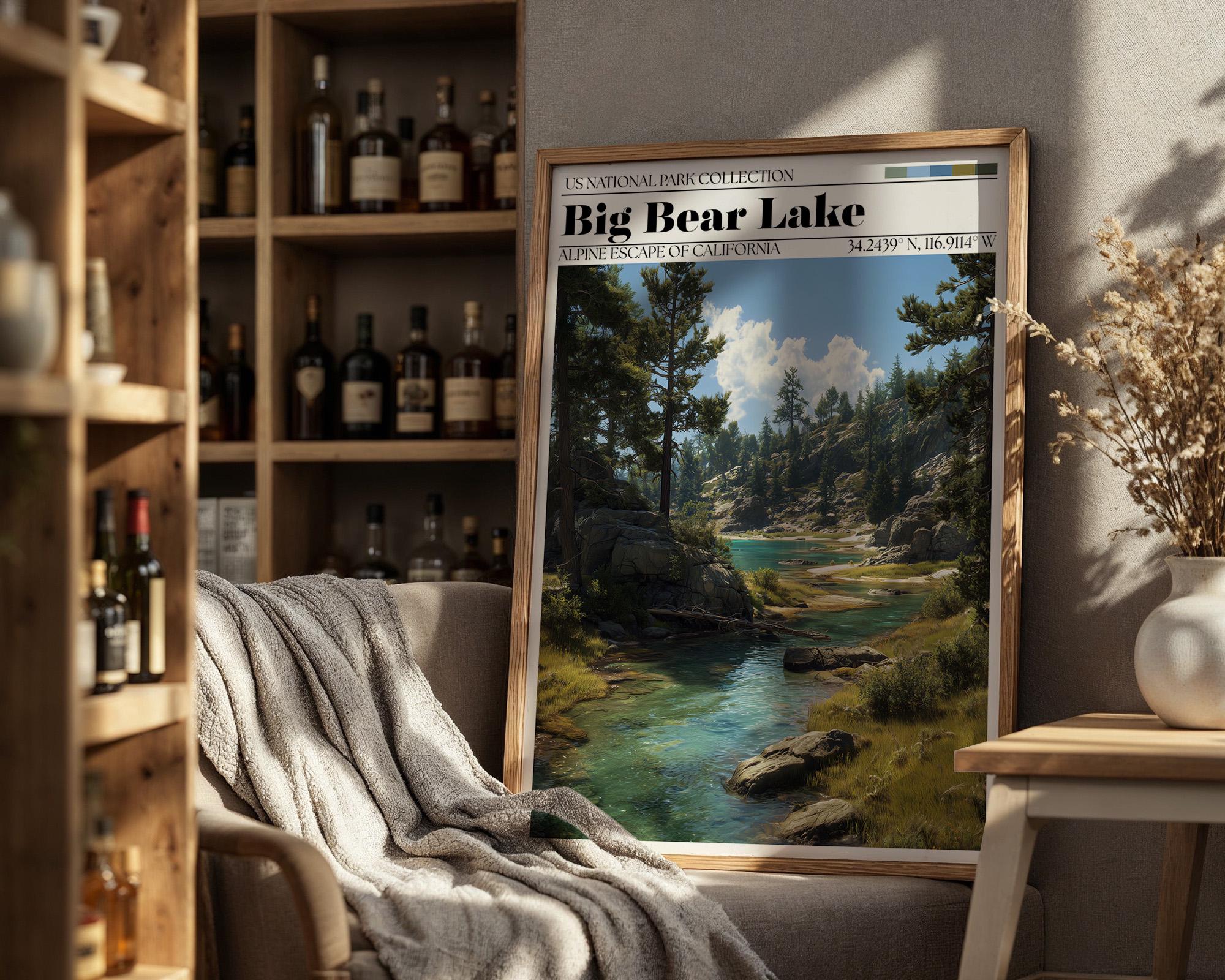 Big Bear Lake Art Print – California Mountain Landscape Poster