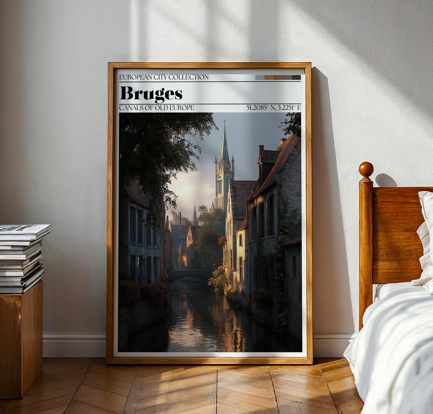 Bruges, Belgium Travel Poster – Bruges Wall Art Print