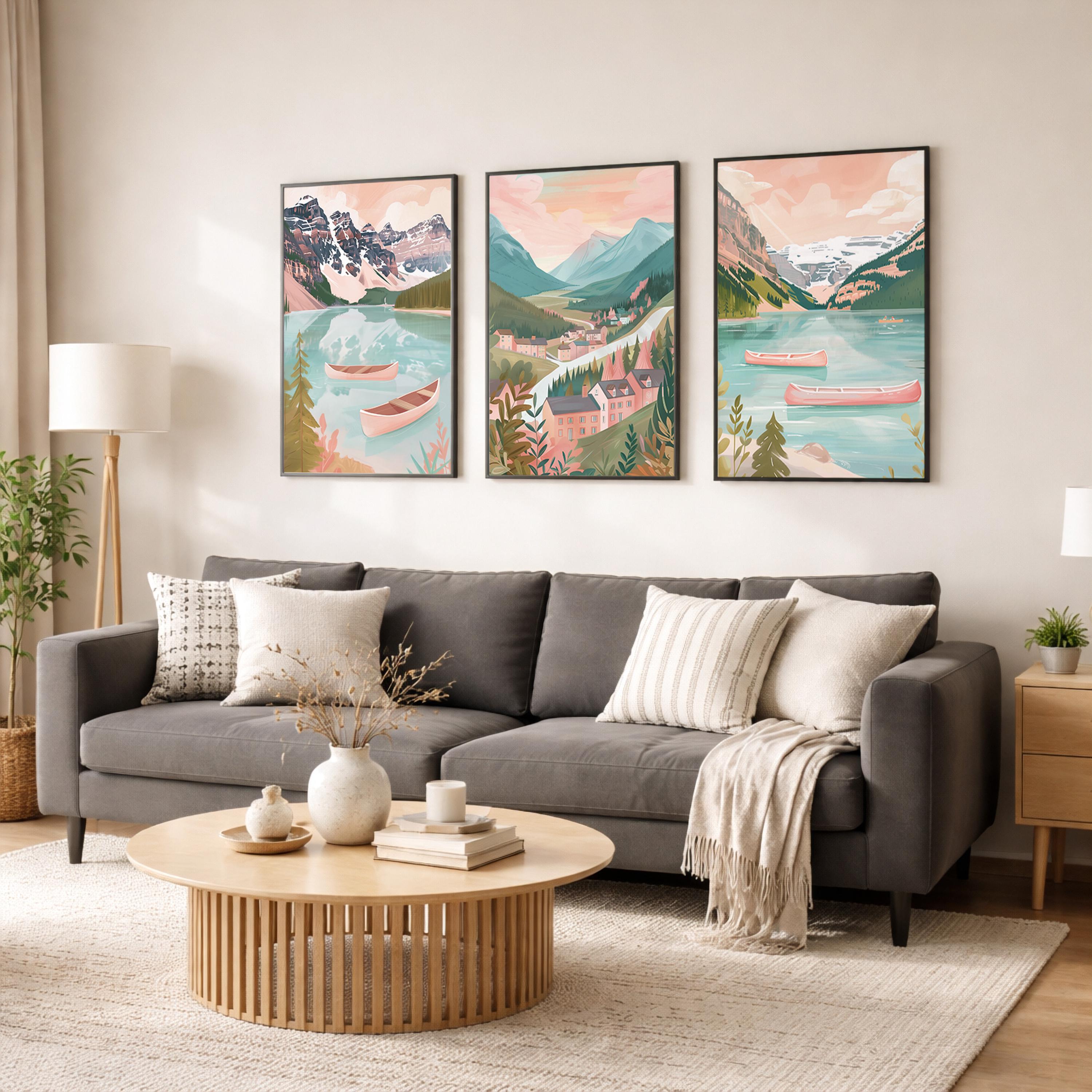 Banff National Park Set of 3 Posters - Canadian Rockies Wall Art Prints - Travel Wall Art
