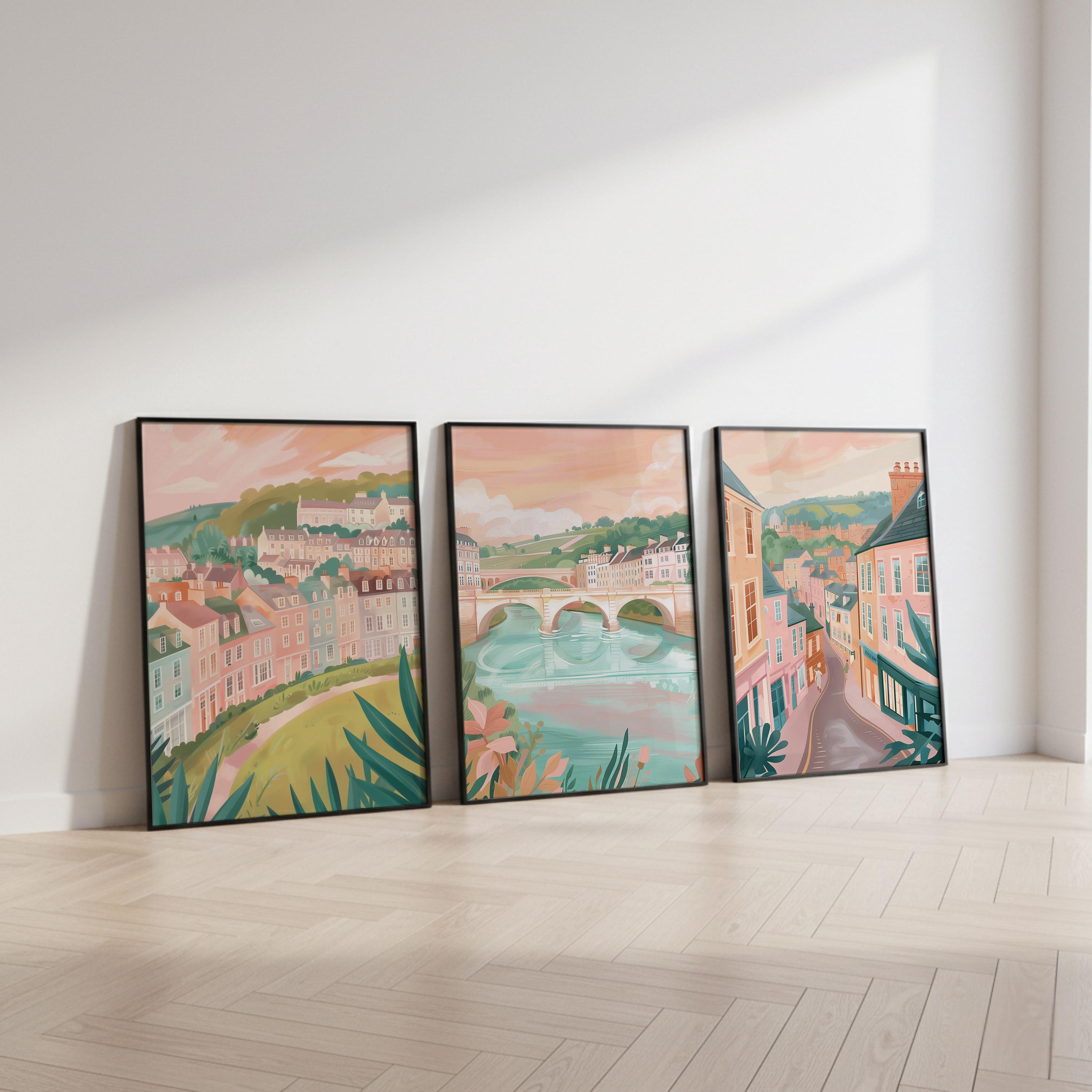 Bath Set Of 3 Posters - Bath, Somerset Wall Art Prints - Travel Wall Art
