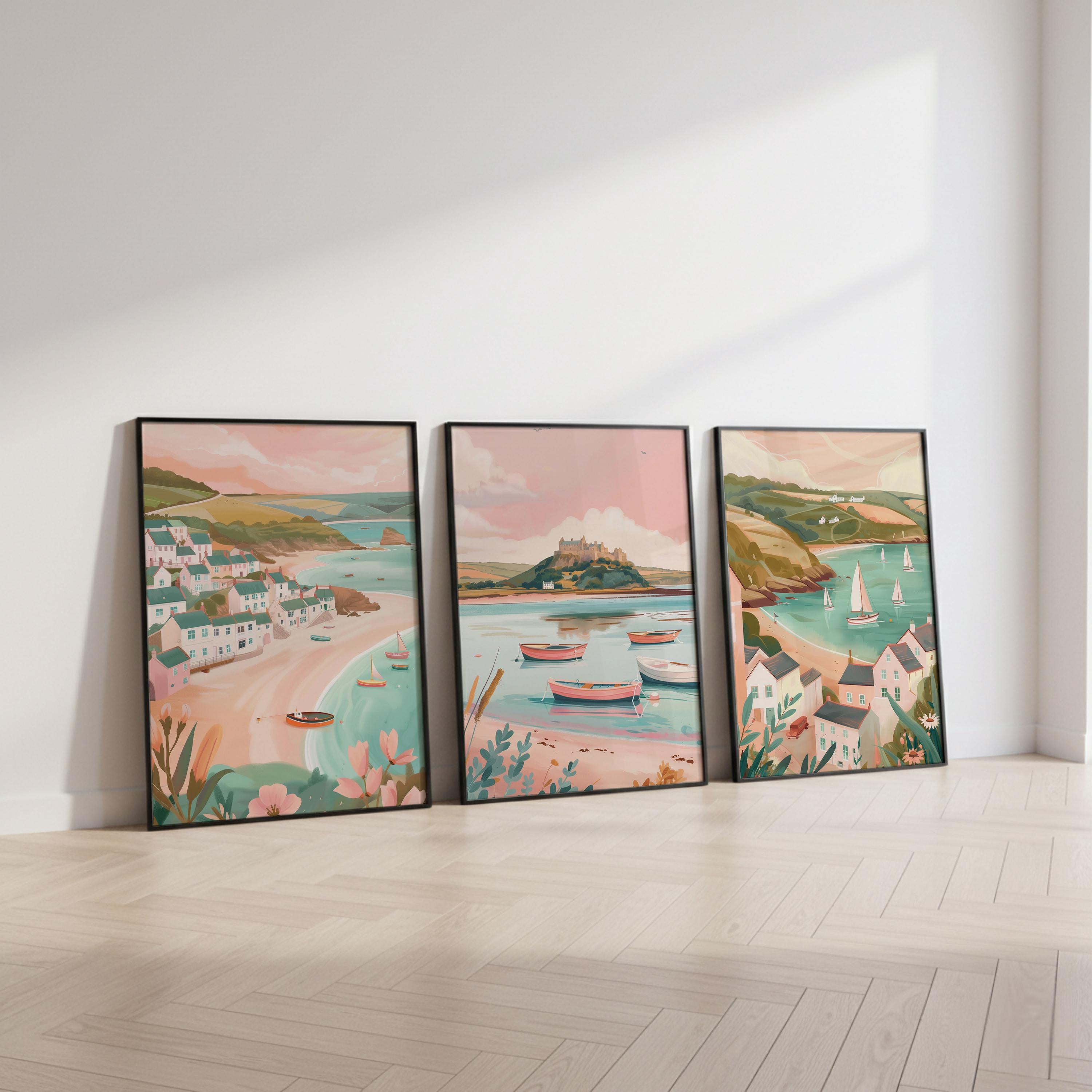 Cornwall Set Of 3 Posters - Cornish Wall Art Prints - Travel Wall Art