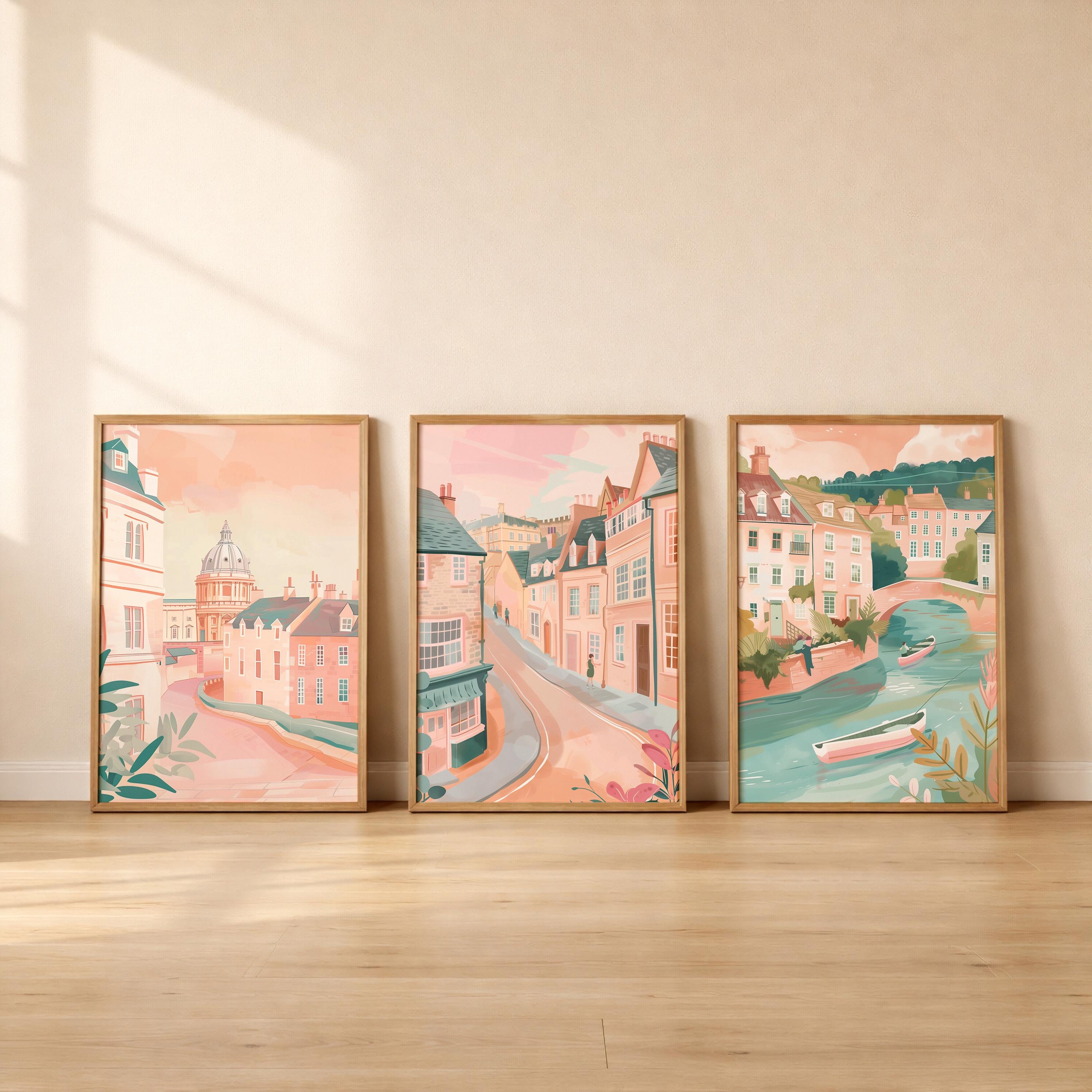 Oxford Set Of 3 Posters - Oxford Cityscape Wall Art - Travel Wall Art