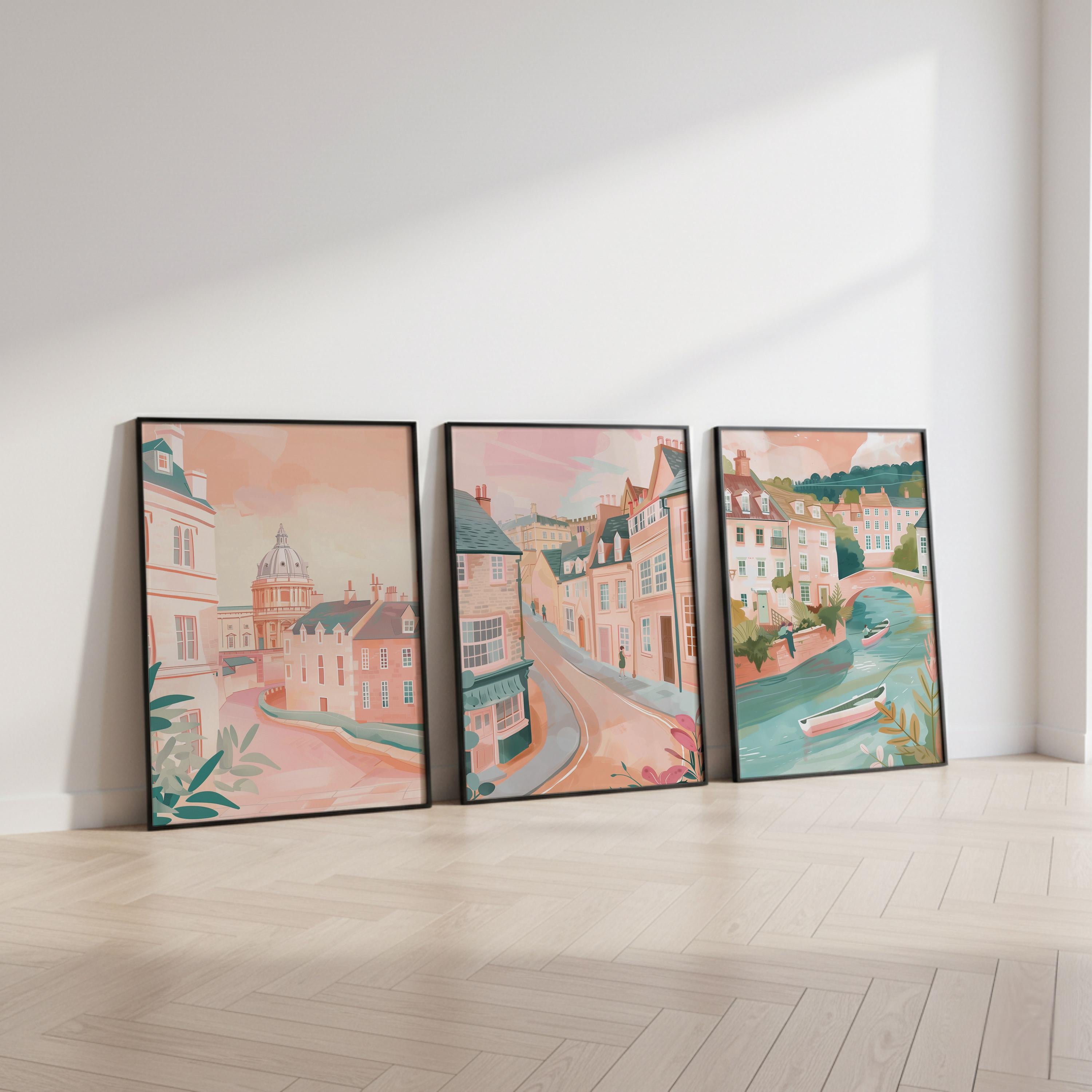 Oxford Set Of 3 Posters - Oxford Cityscape Wall Art - Travel Wall Art