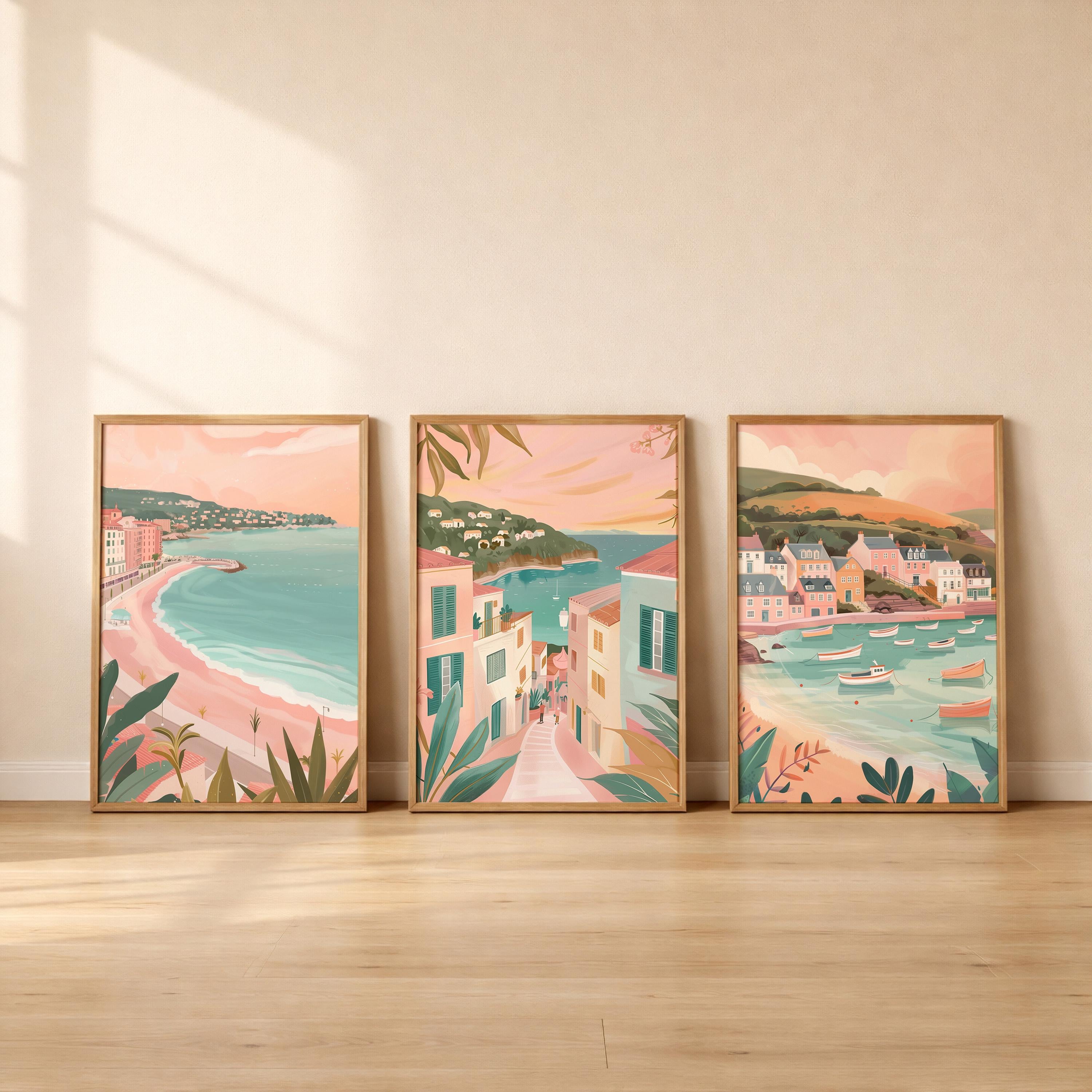 Nice Set Of 3 Posters - French Riviera Wall Art Prints - Travel Wall Art