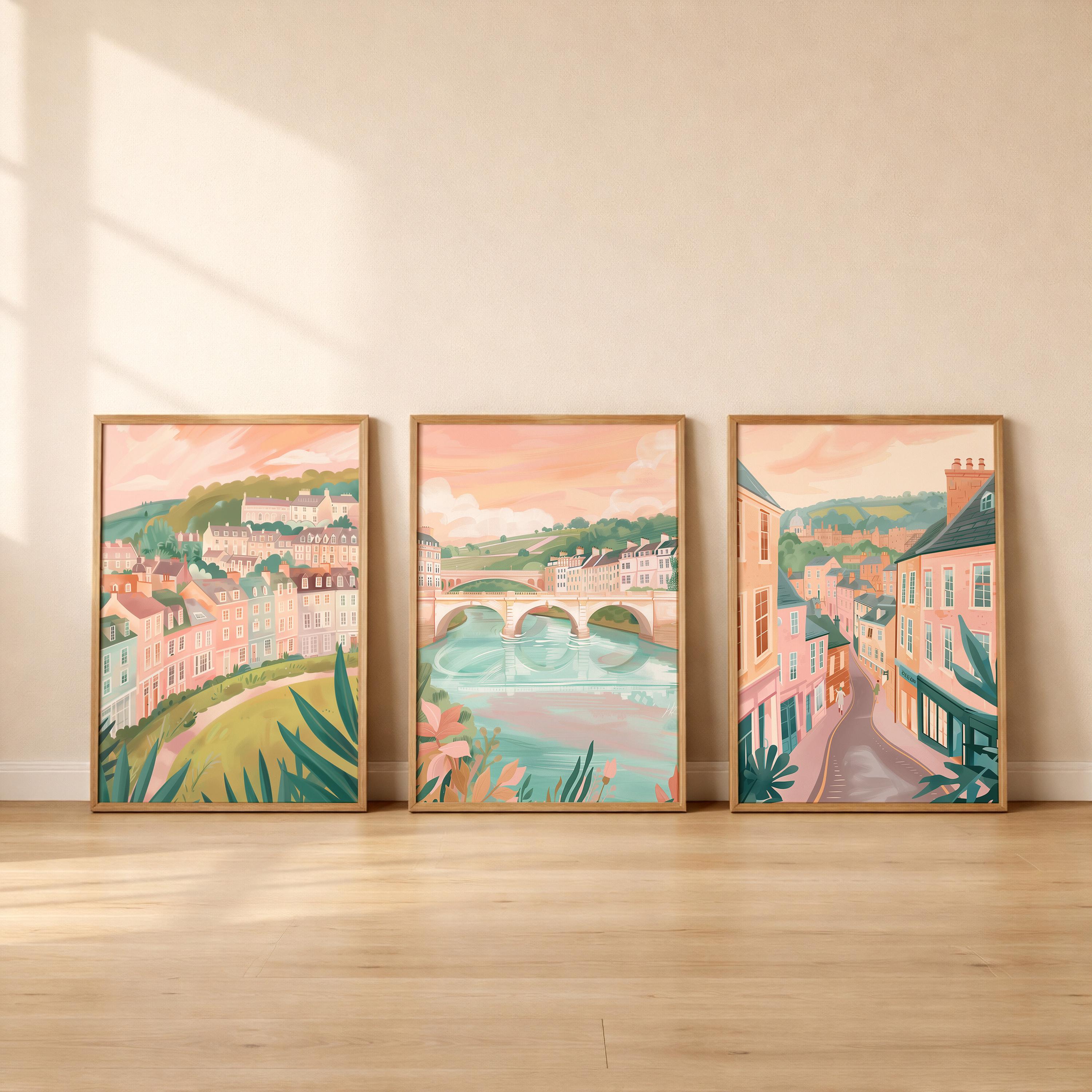 Bath Set Of 3 Posters - Bath, Somerset Wall Art Prints - Travel Wall Art