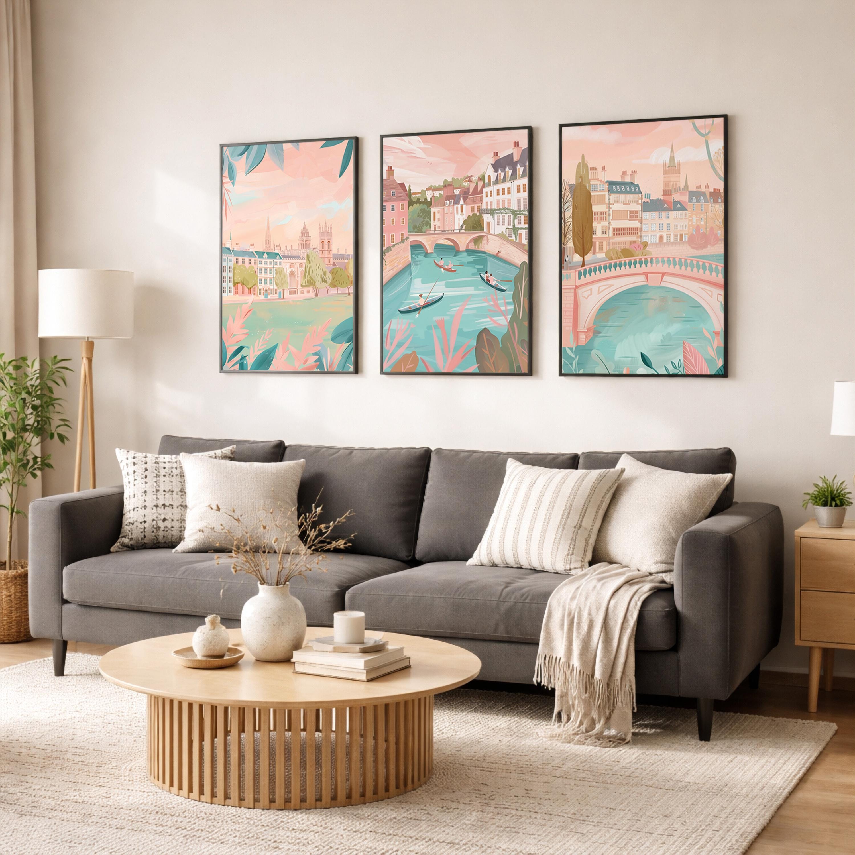 Cambridge Set of 3 Posters - Cambridge University Wall Art Prints - Travel Wall Art