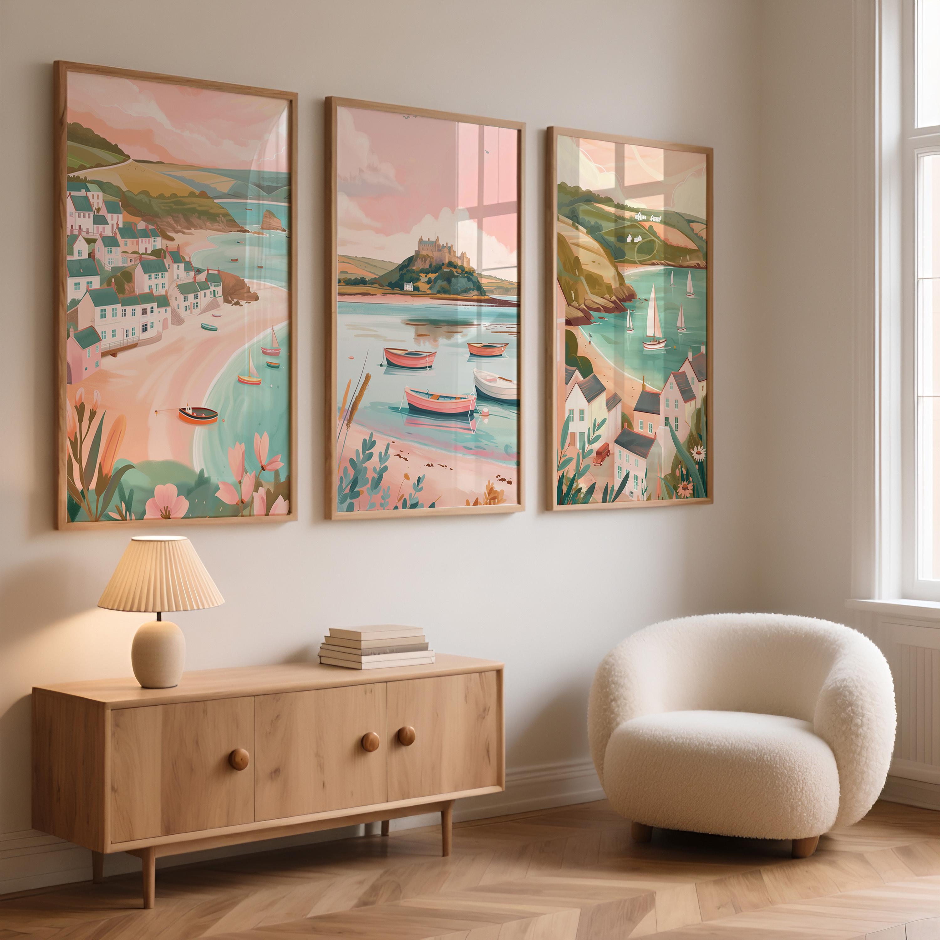 Cornwall Set Of 3 Posters - Cornish Wall Art Prints - Travel Wall Art