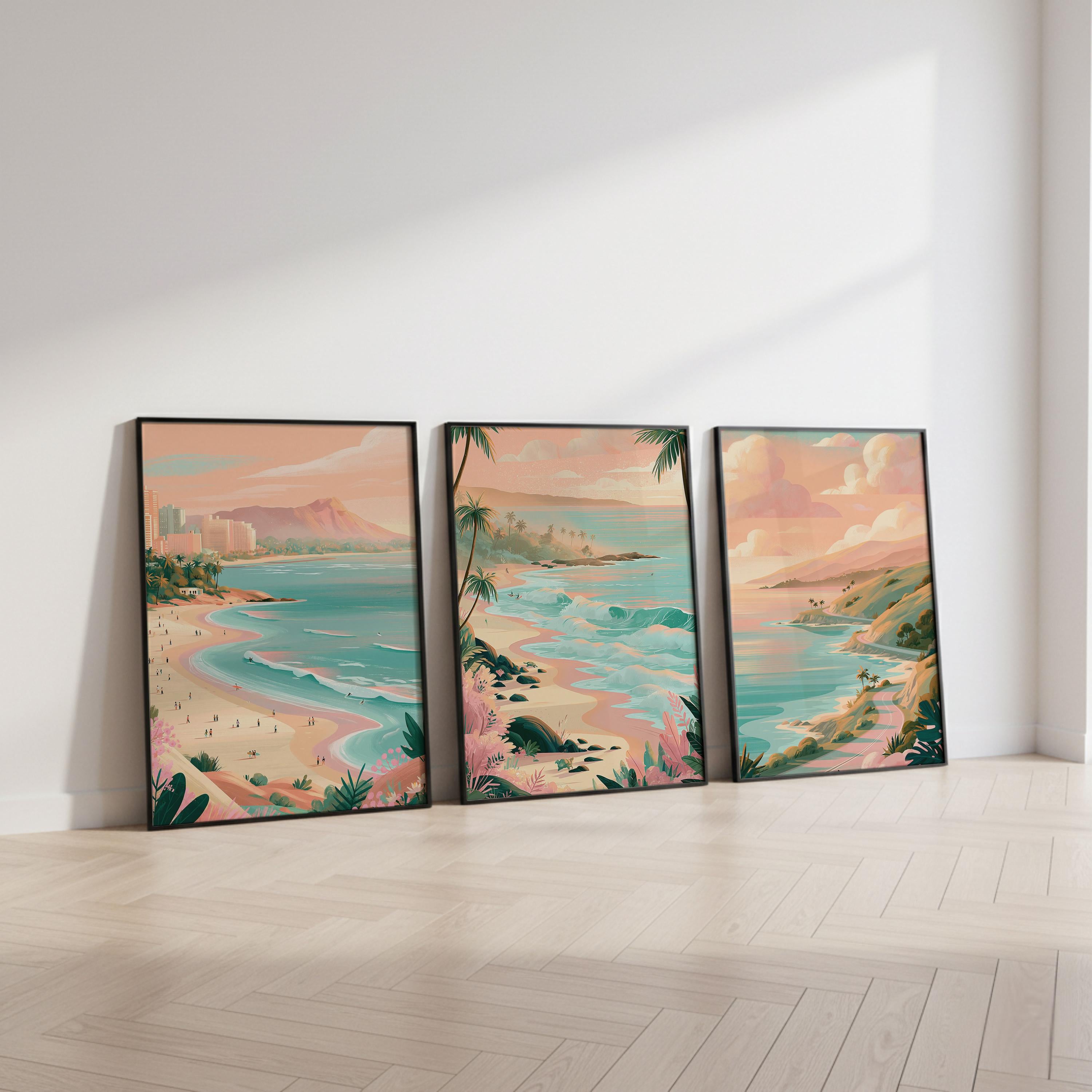 Hawaii Set Of 3 Posters - Maui Wall Art Prints - Travel Wall Art