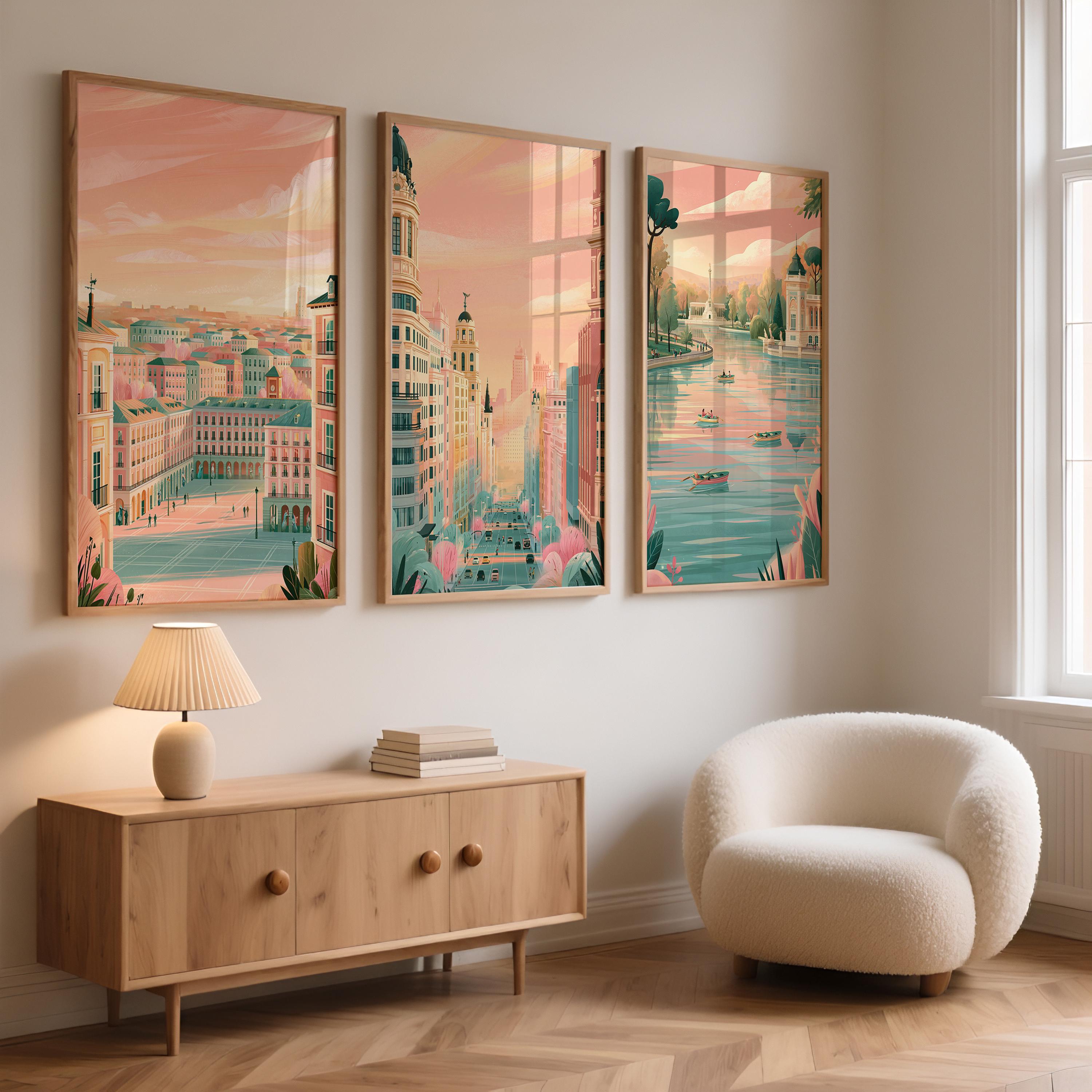 Madrid Set of 3 Posters - Spanish Cityscape Wall Art - Travel Wall Art