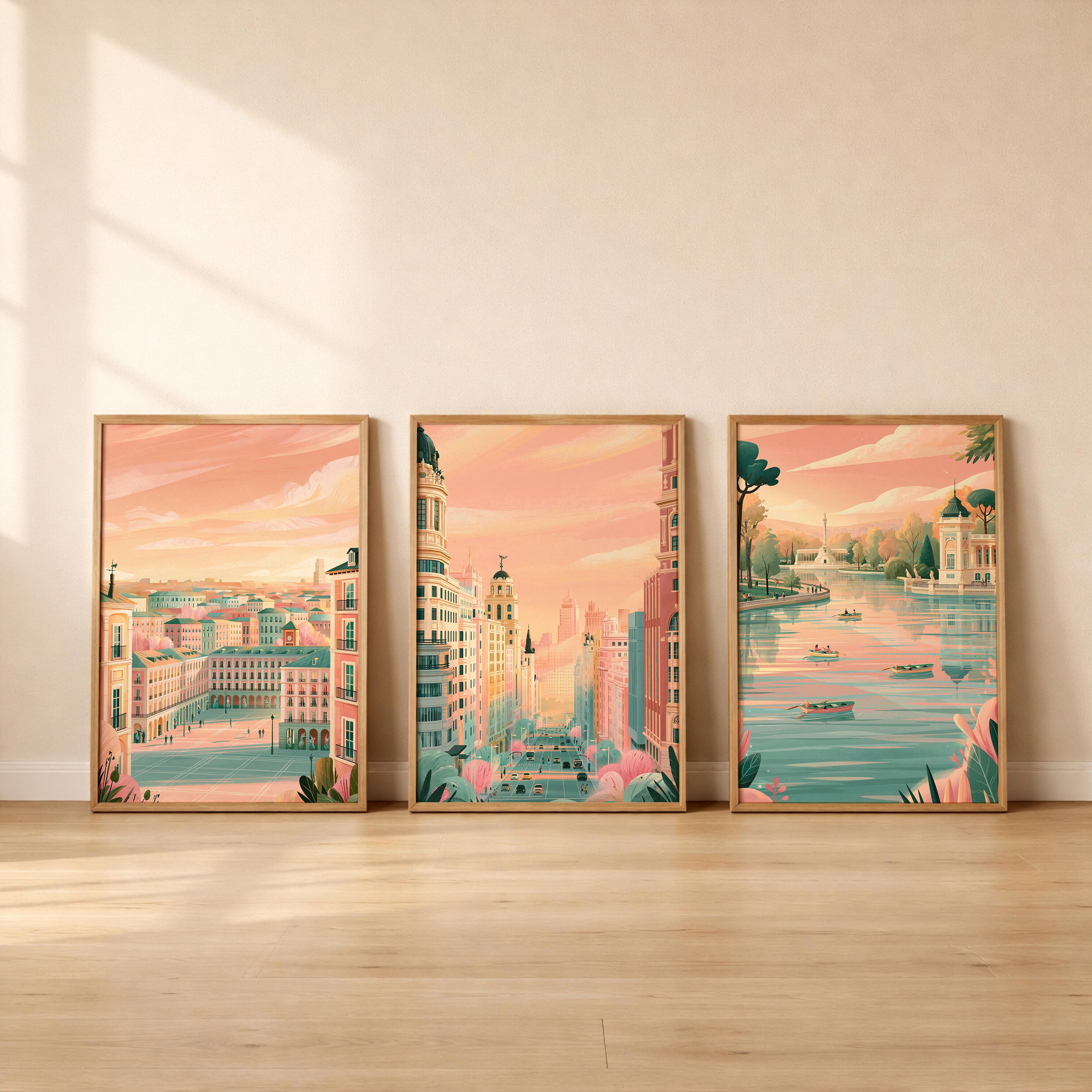 Madrid Set of 3 Posters - Spanish Cityscape Wall Art - Travel Wall Art