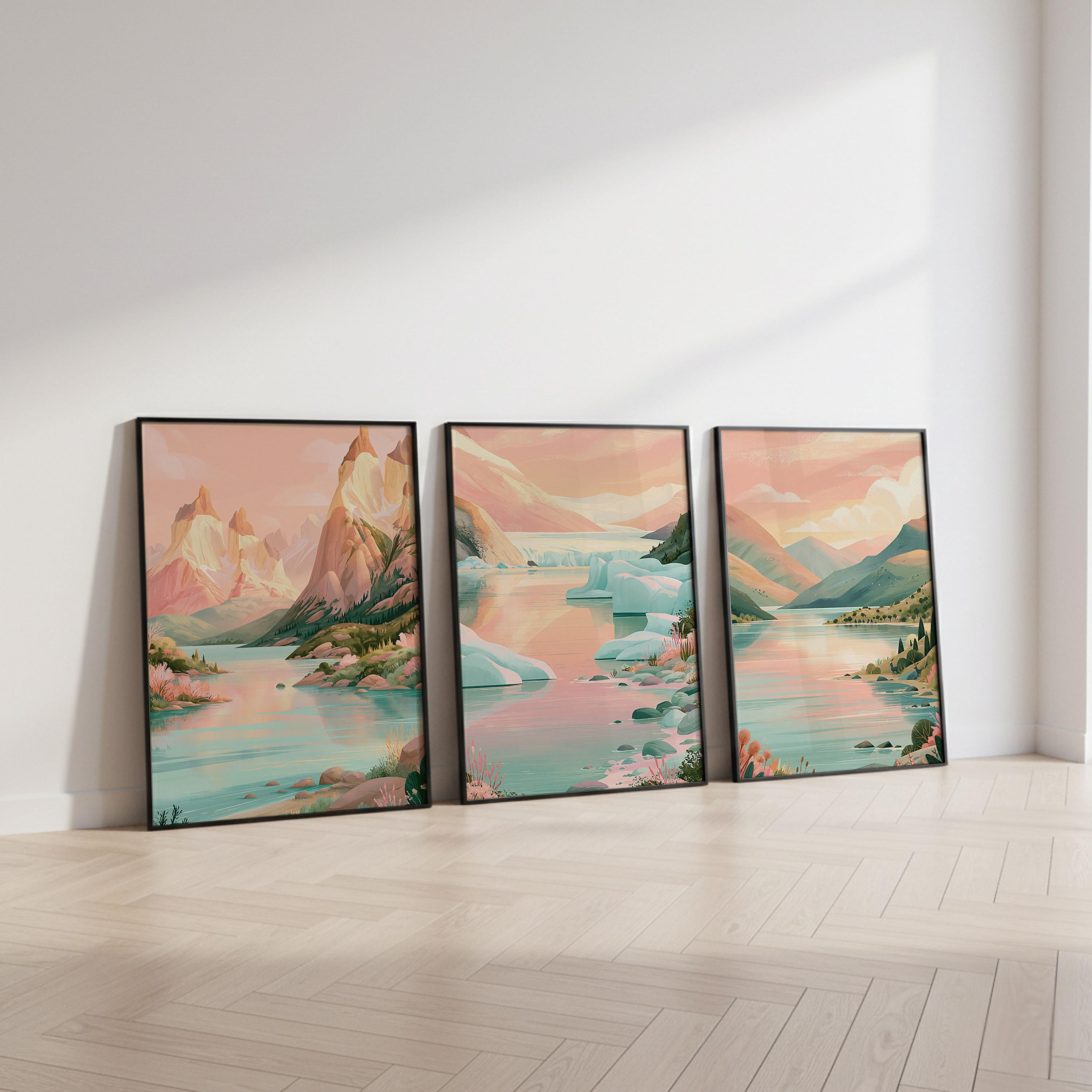 Patagonia Set of 3 Posters - Fitz Roy Wall Art Prints - Travel Wall Art