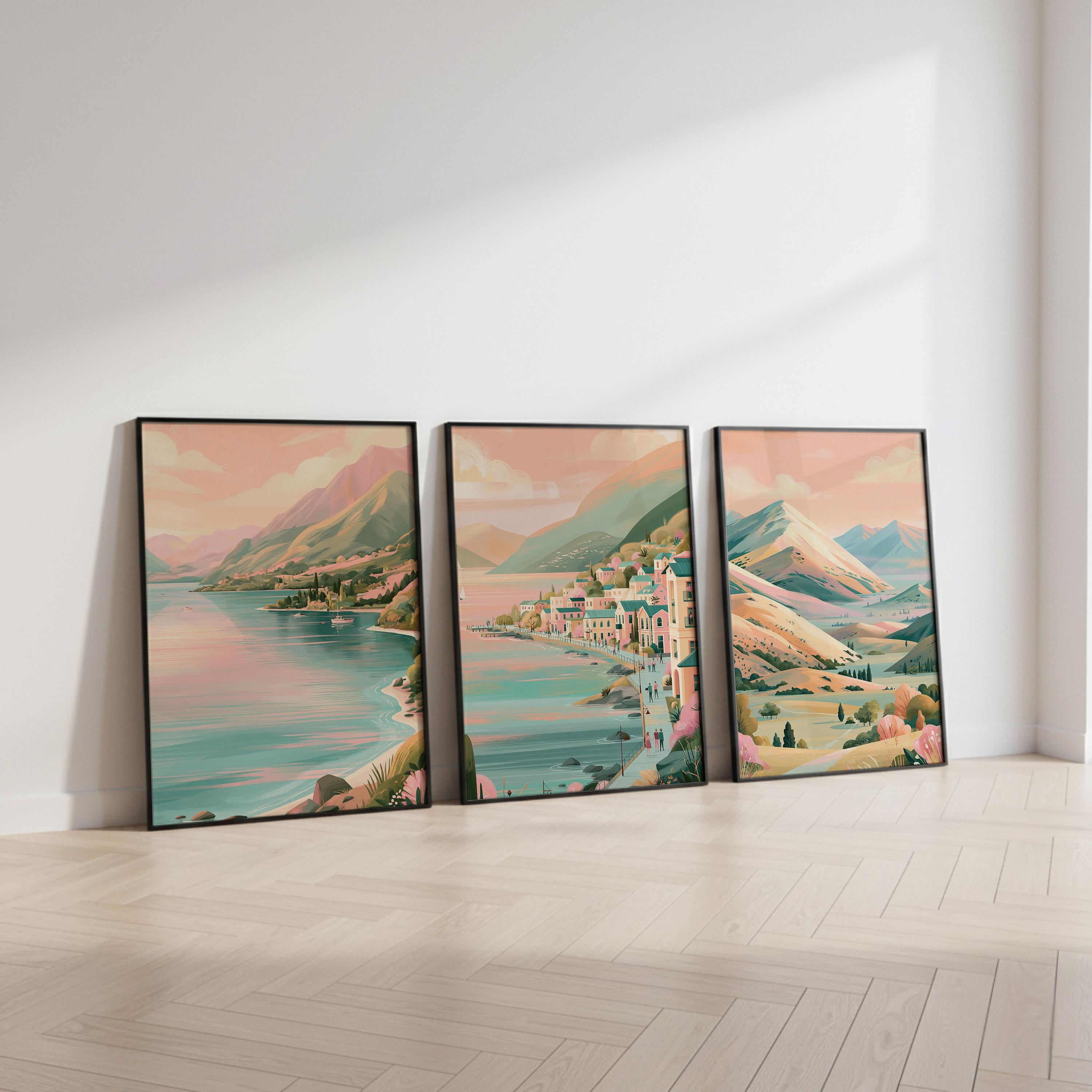 Queenstown Set of 3 Travel Posters - New Zealand Wall Art Prints - Travel Wall Art