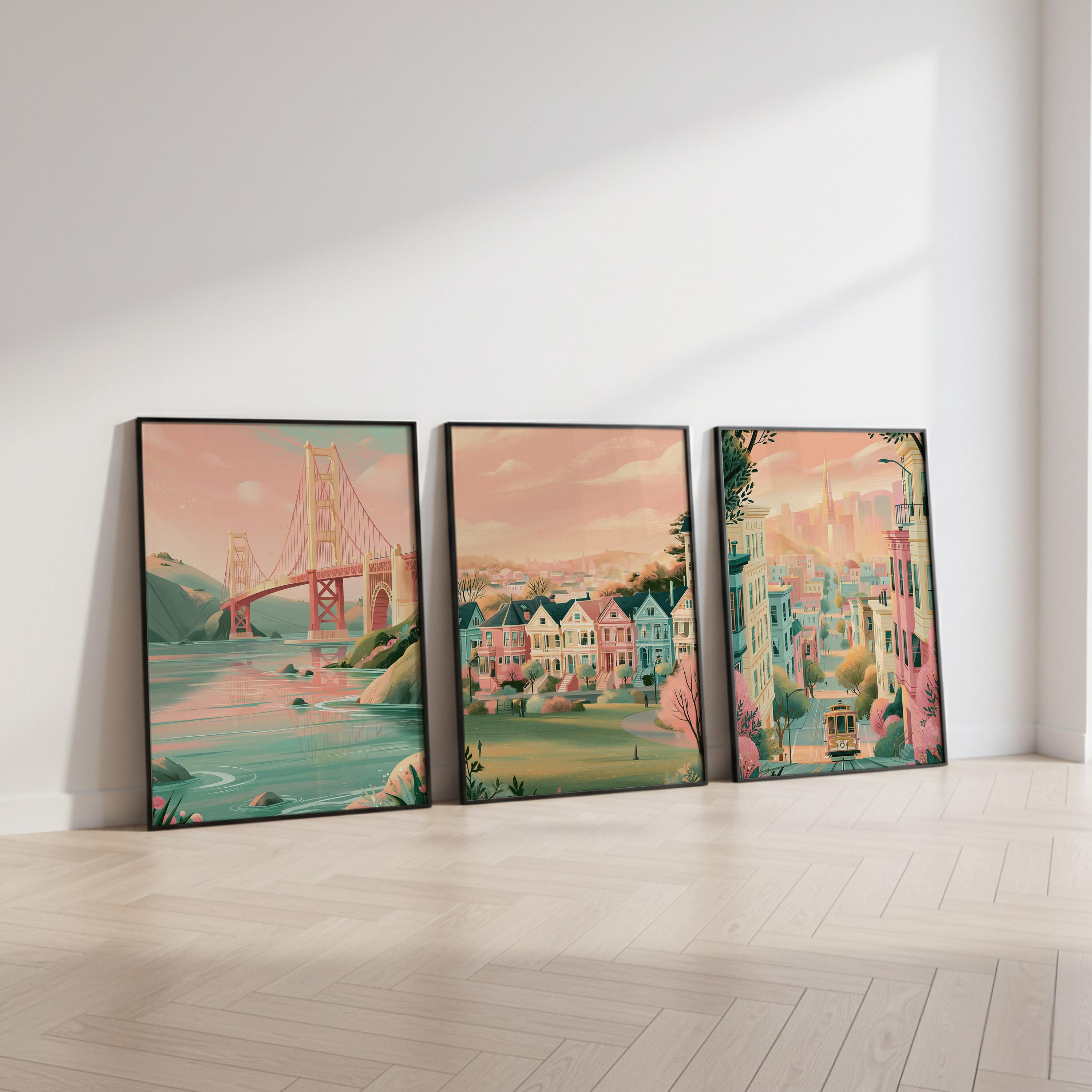 San Fransico Set Of 3 Posters - California Wall Art Prints - Travel Wall Art