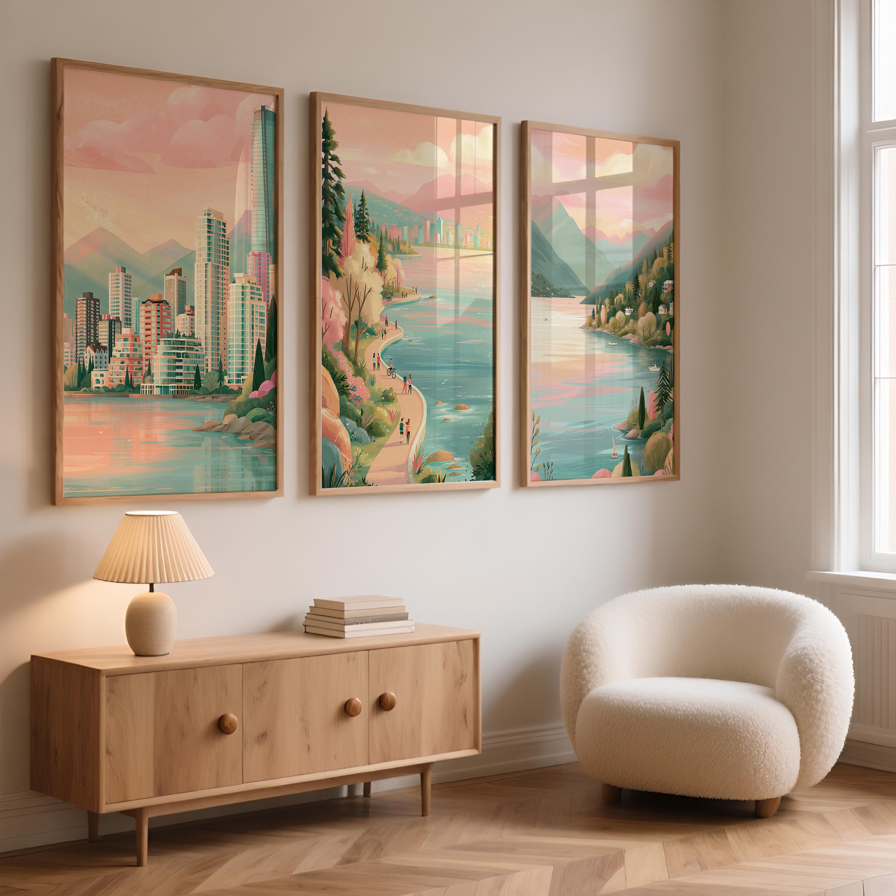 Vancouver Set Of 3 Posters - Canadian Wall Art Prints - Travel Wall Art