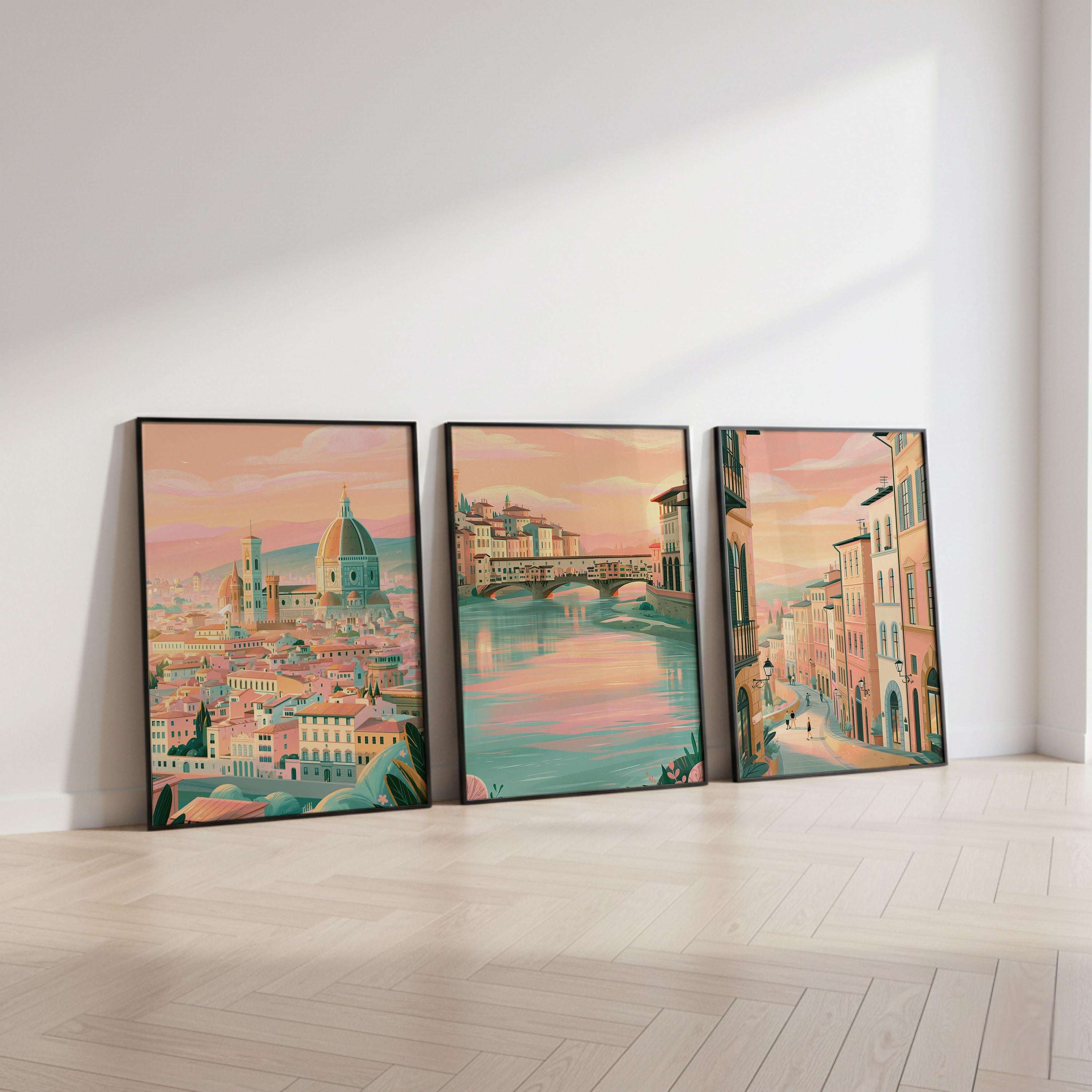 Set of 3 Florence Italy Posters - Italian Florence Wall Art Prints - Travel Wall Art