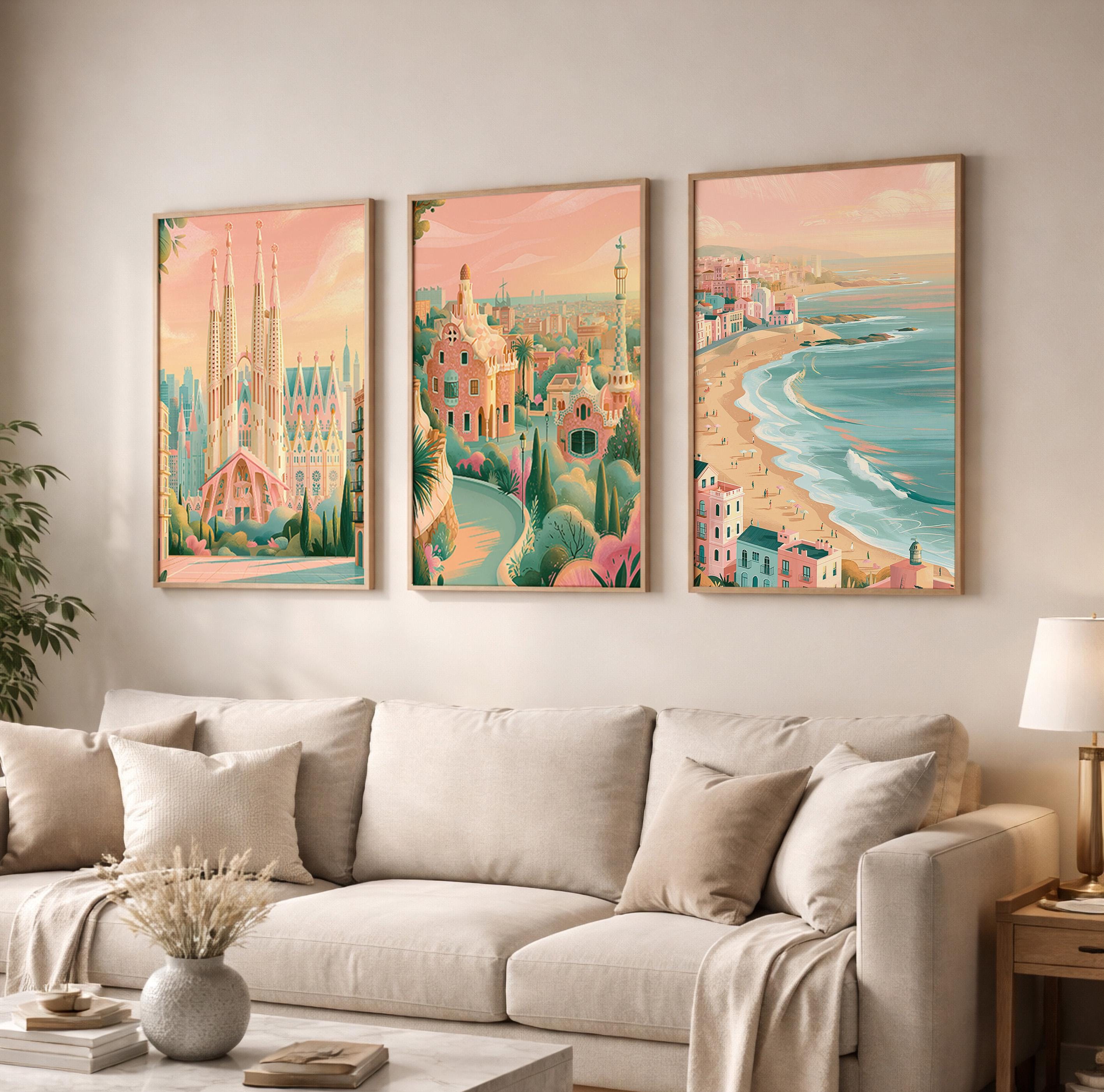 Barcelona Set of 3 Posters - Spanish Cityscape Wall Art - Travel Wall Art