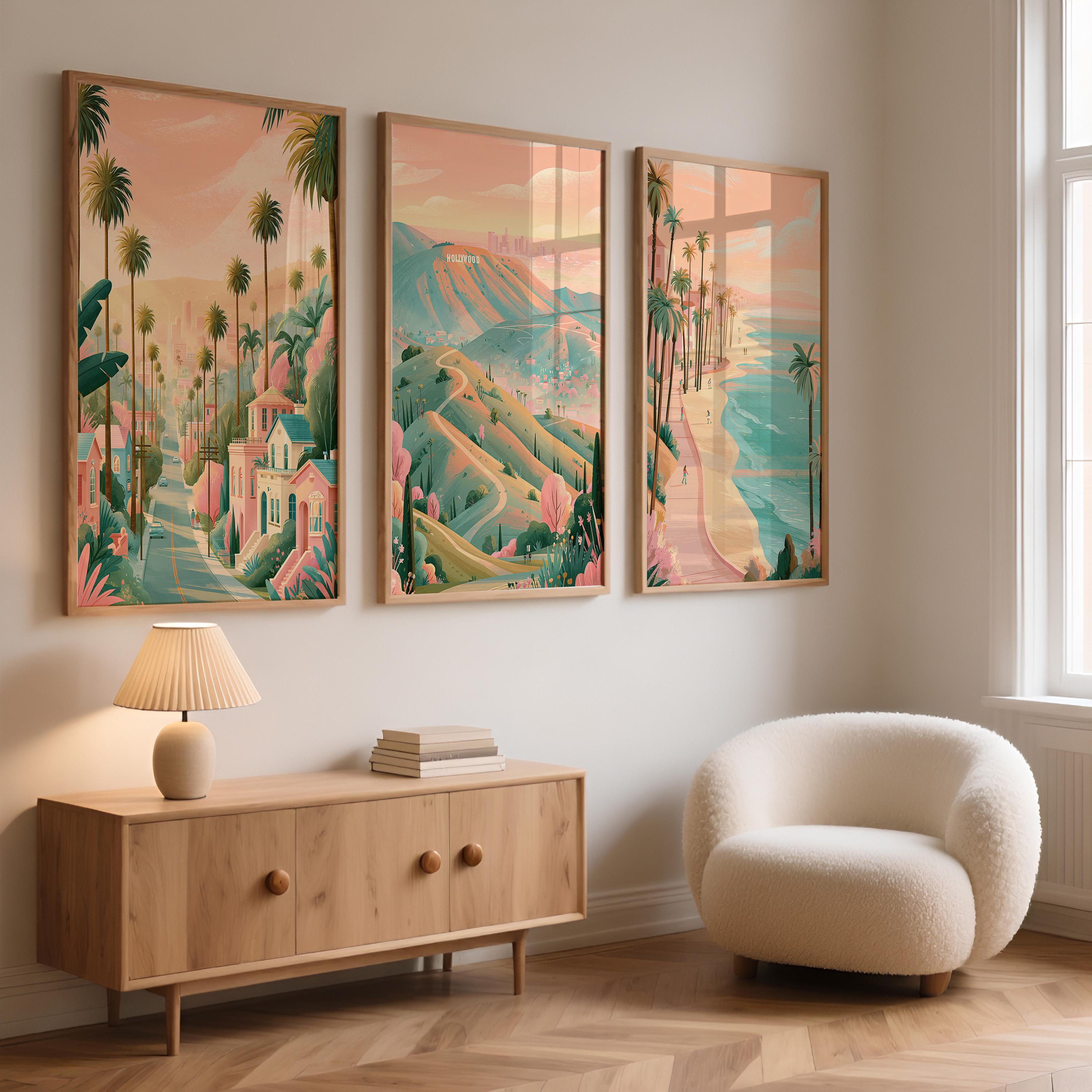 Los Angeles Set Of 3 Posters - California Wall Art Prints - Travel Wall Art