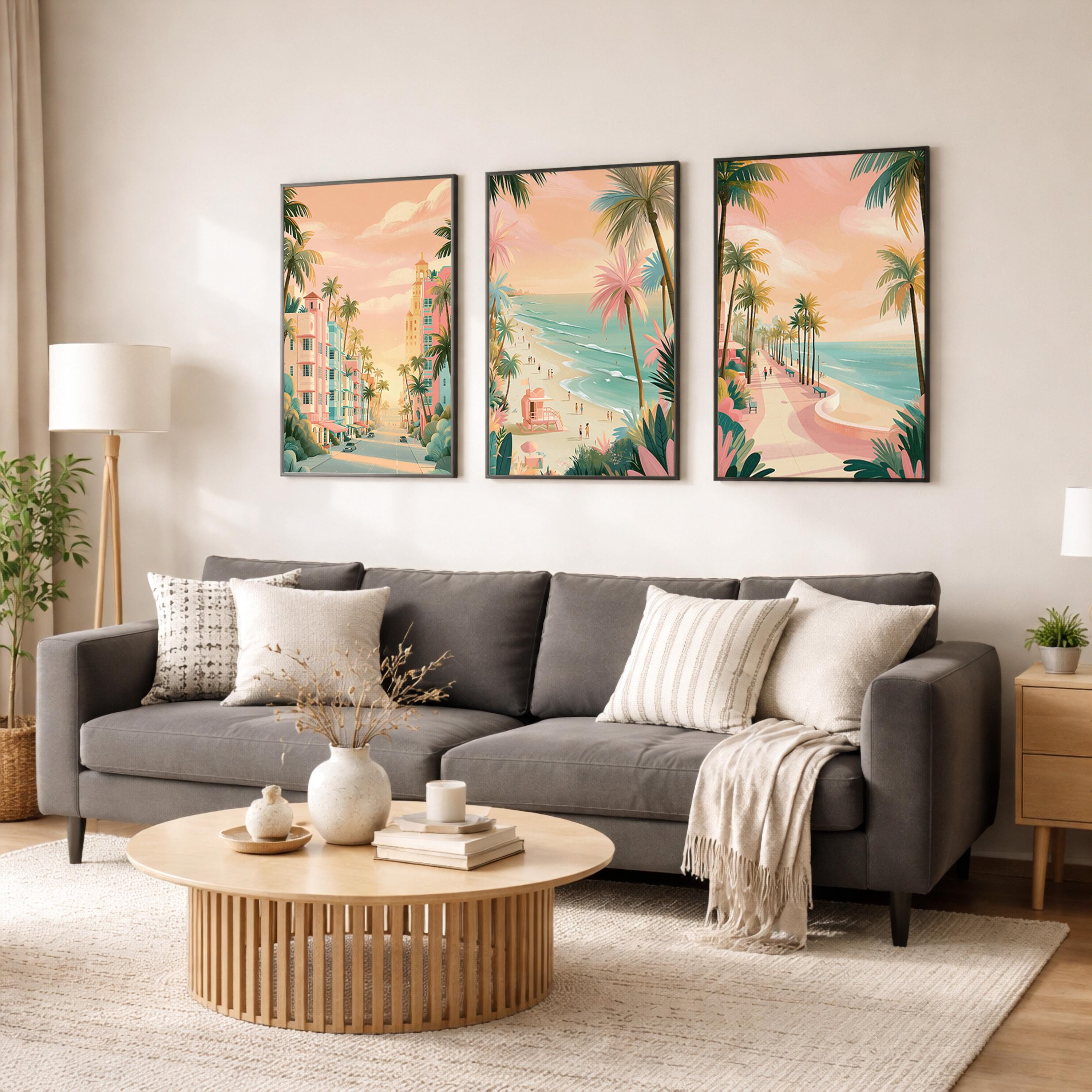 Miami Set Of 3 Posters - Florida Wall Art Prints - Travel Wall Art