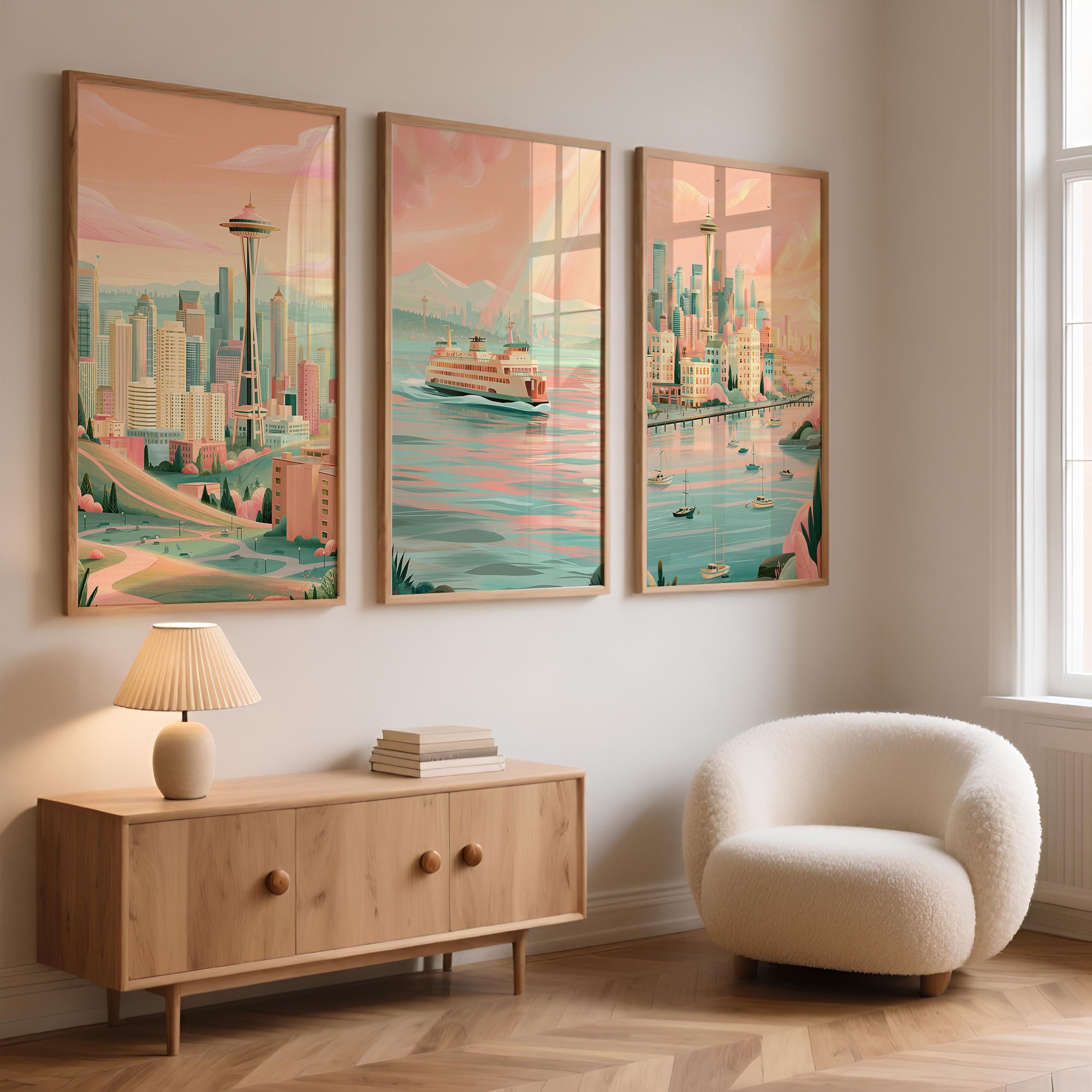 Seattle Set Of 3 Posters - Seattle Wall Art Prints - Travel Wall Art