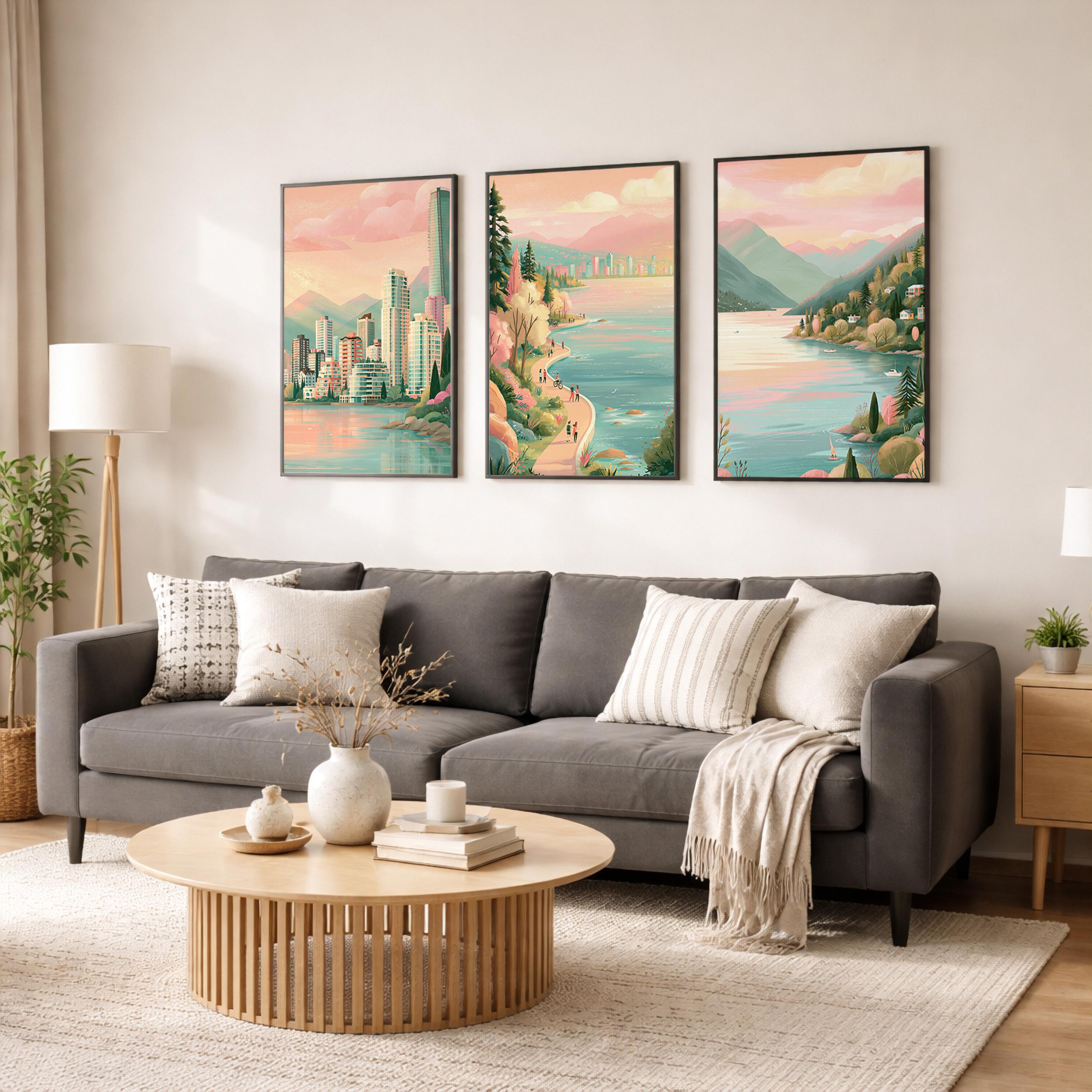 Vancouver Set Of 3 Posters - Canadian Wall Art Prints - Travel Wall Art