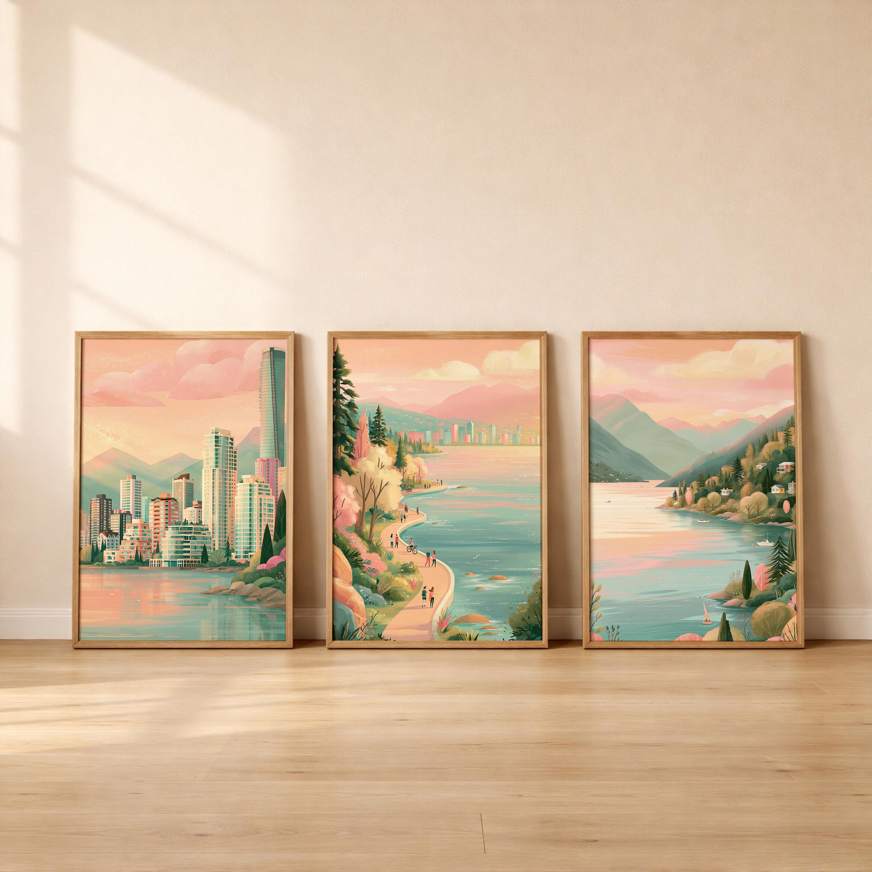 Vancouver Set Of 3 Posters - Canadian Wall Art Prints - Travel Wall Art