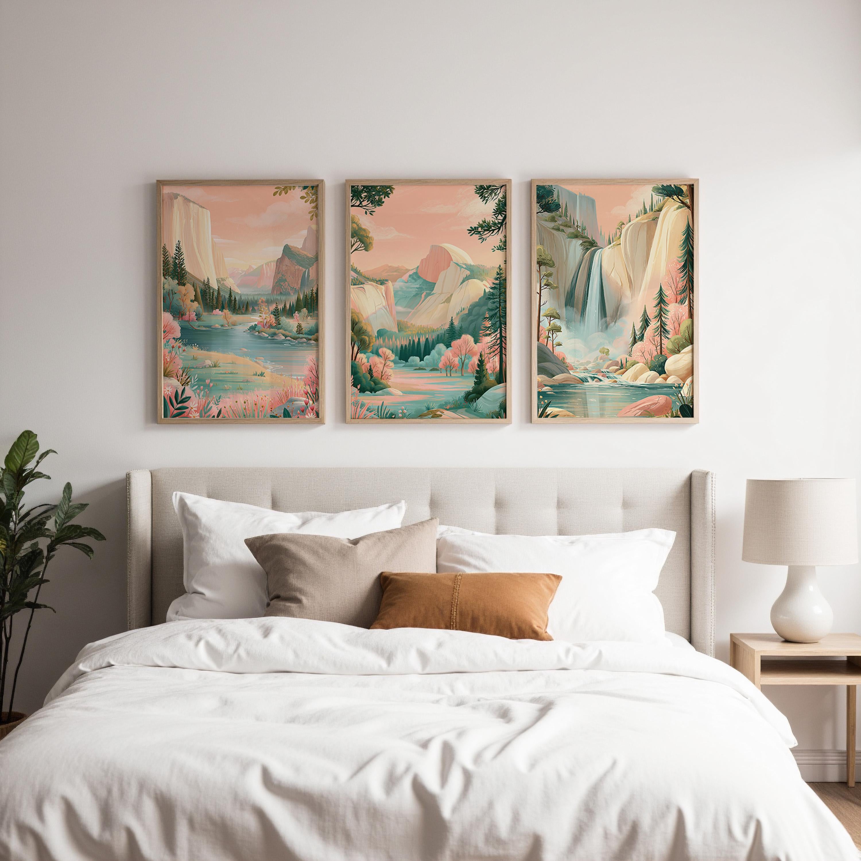 Yosemite Set Of 3 Posters - US National Parks Wall Art Prints - Travel Wall Art