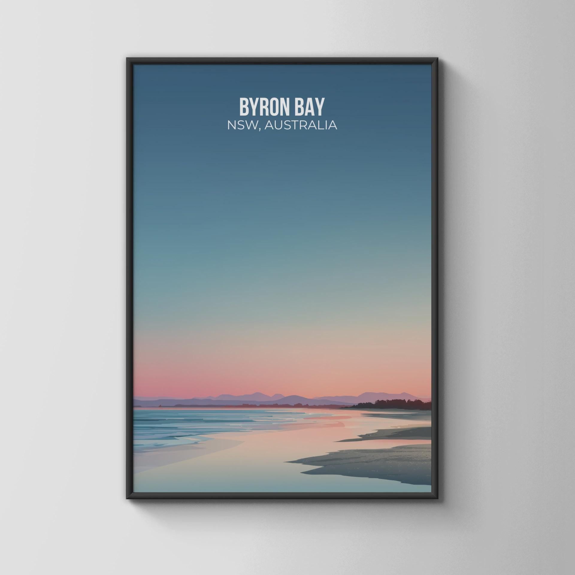 Byron Bay NSW Australia Poster Abstract Coastal Wall Art Print - Travel Wall Art