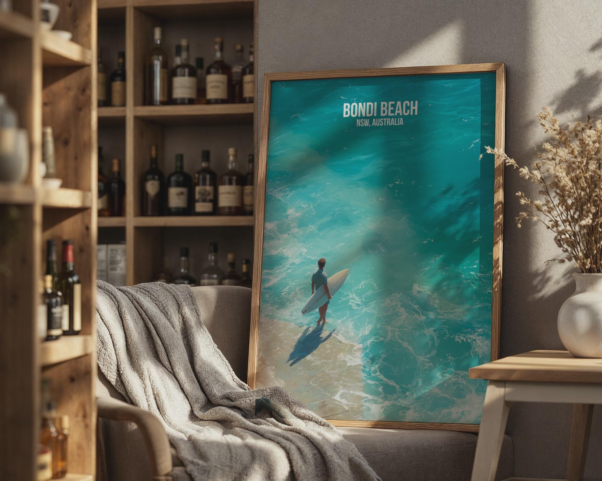 Bondi Beach Surfer Poster NSW Australia Wall Art - Travel Wall Art