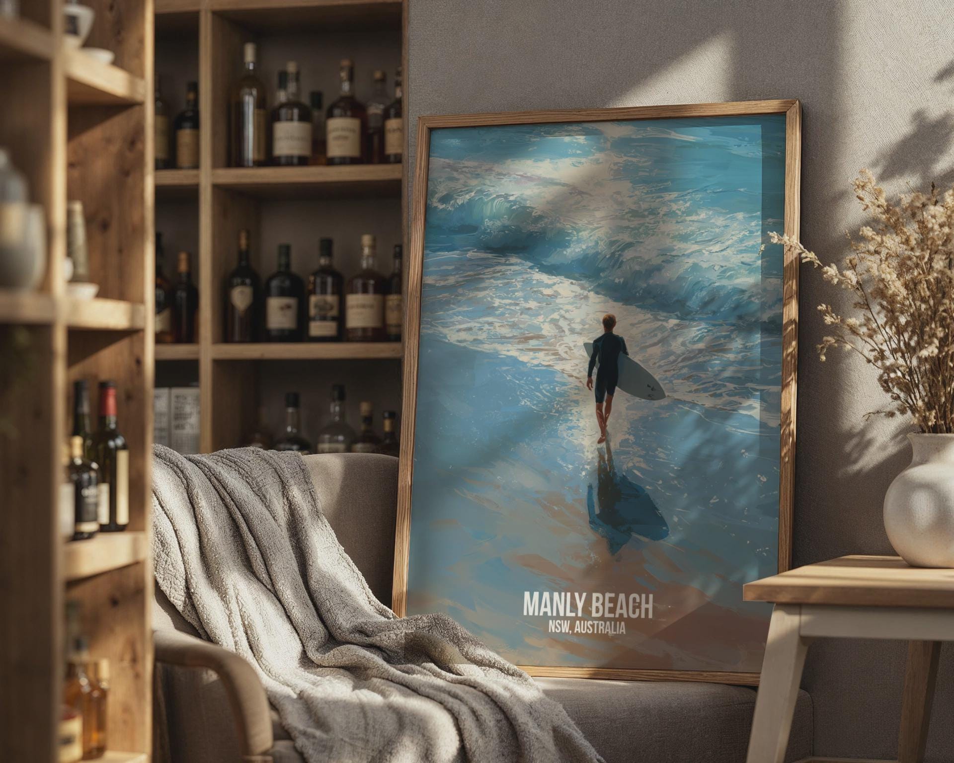 Manly Beach Surf Print Poster Wall Art NSW Australia - Travel Wall Art