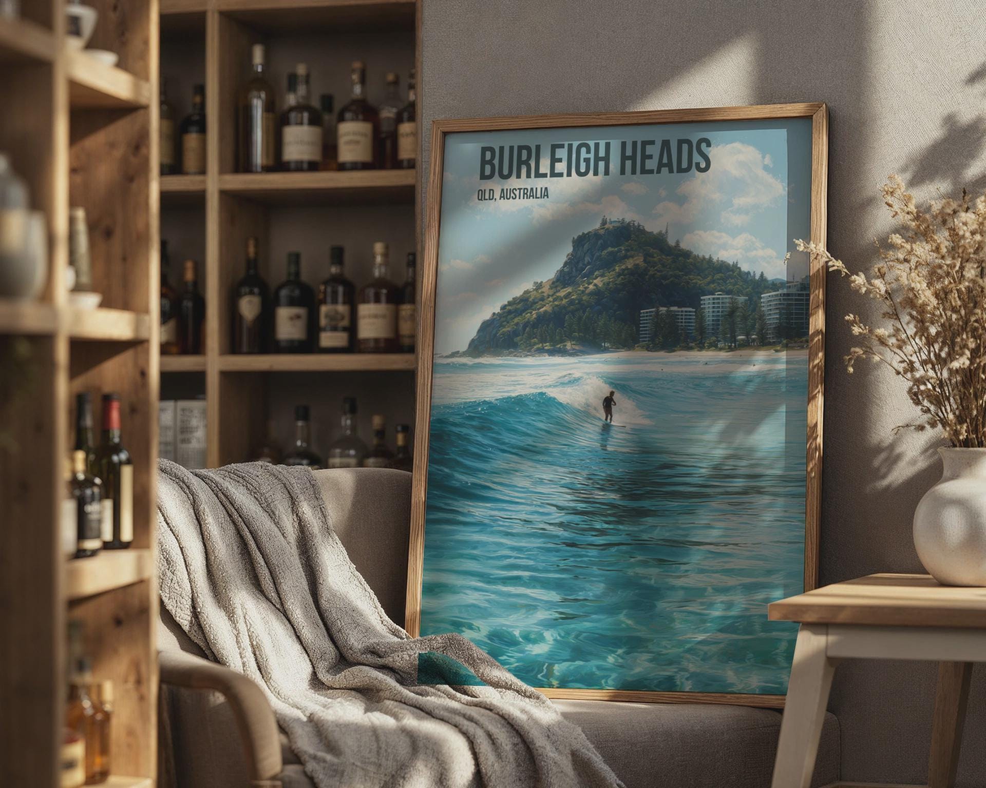 Burleigh Heads Surfing Poster QLD Australia Wall Art - Travel Wall Art
