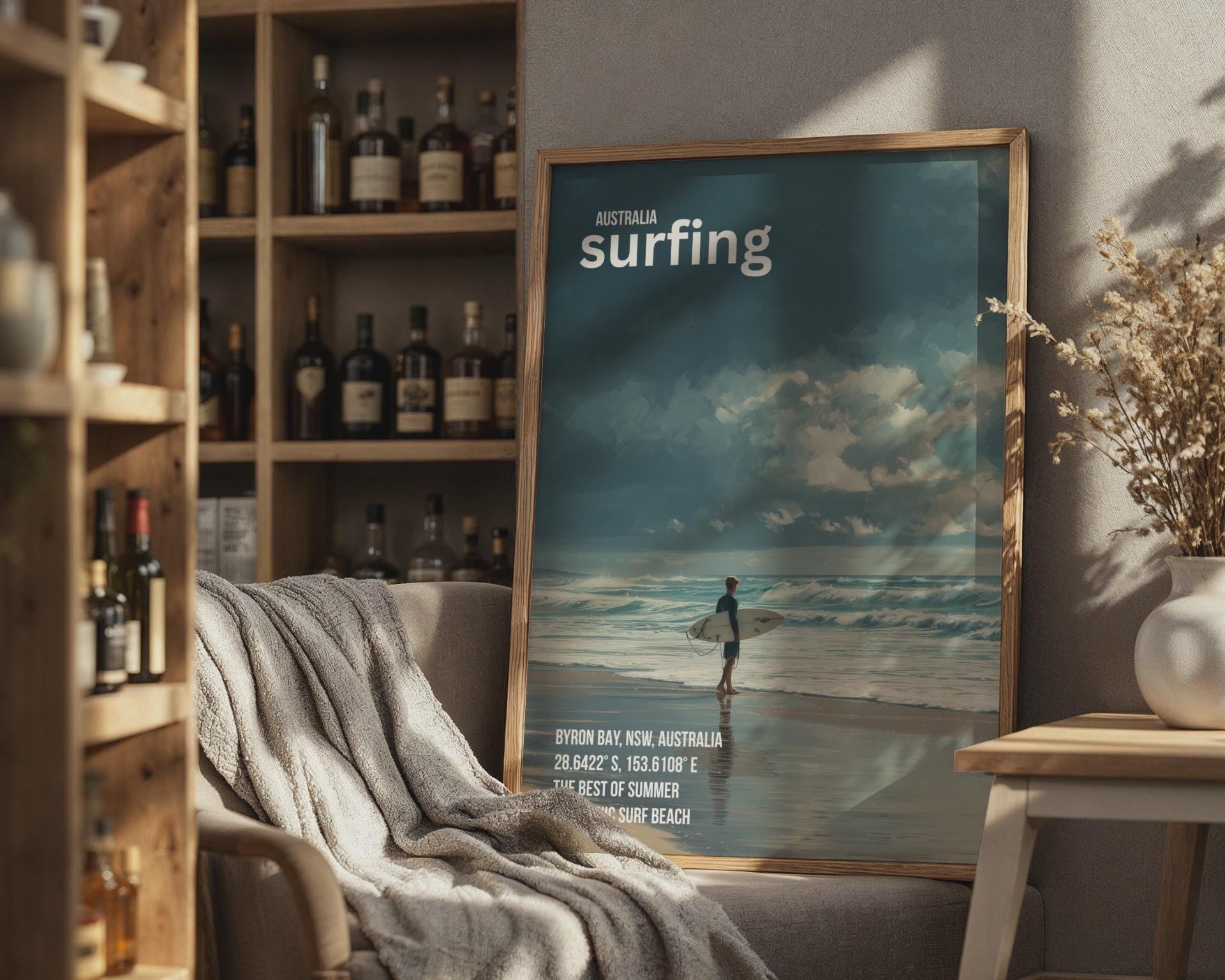 Byron Bay Surfing Poster Summer Art Print - Travel Wall Art