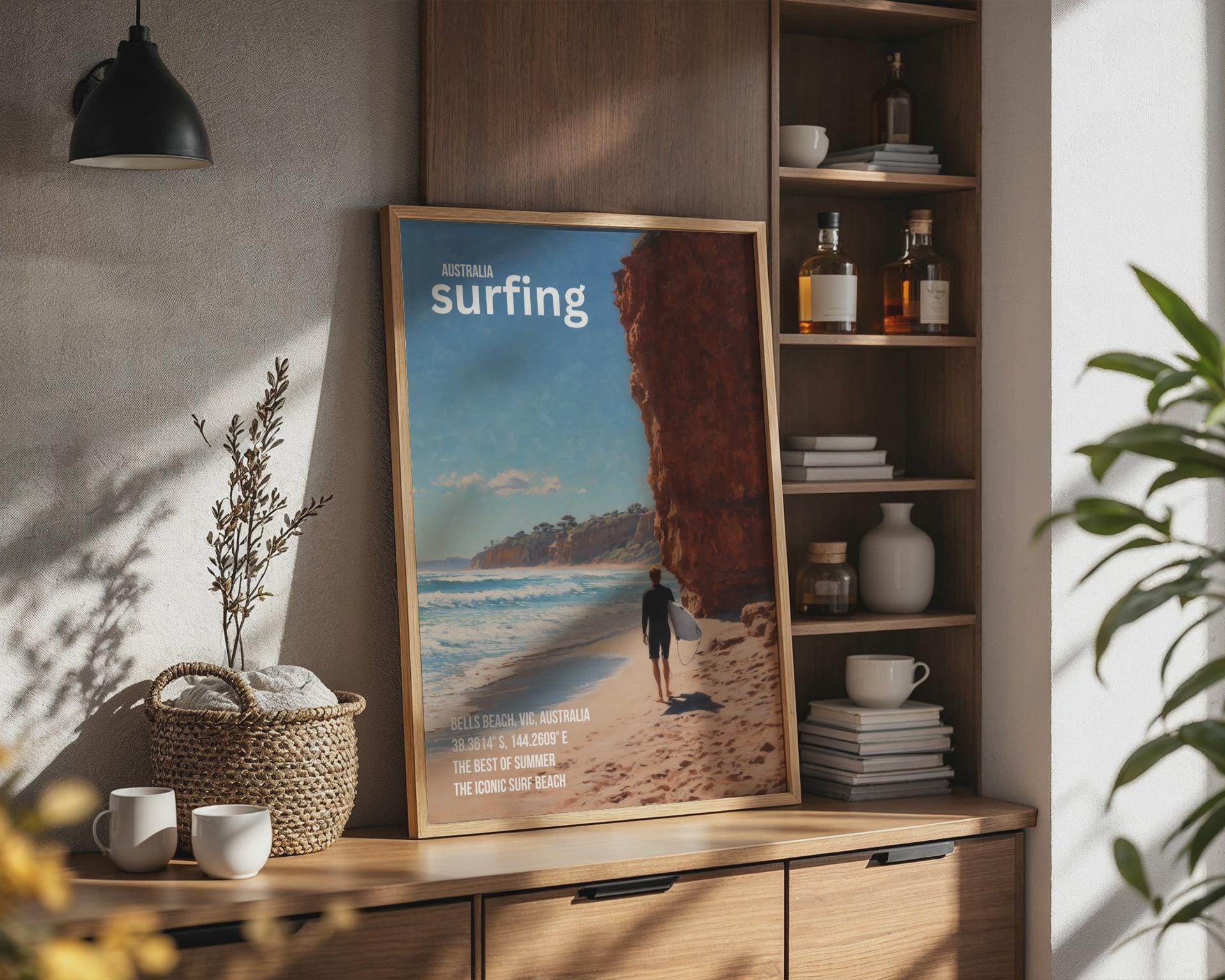 Bells Beach Surfing Poster Australia Coastal Wall Art - Travel Wall Art