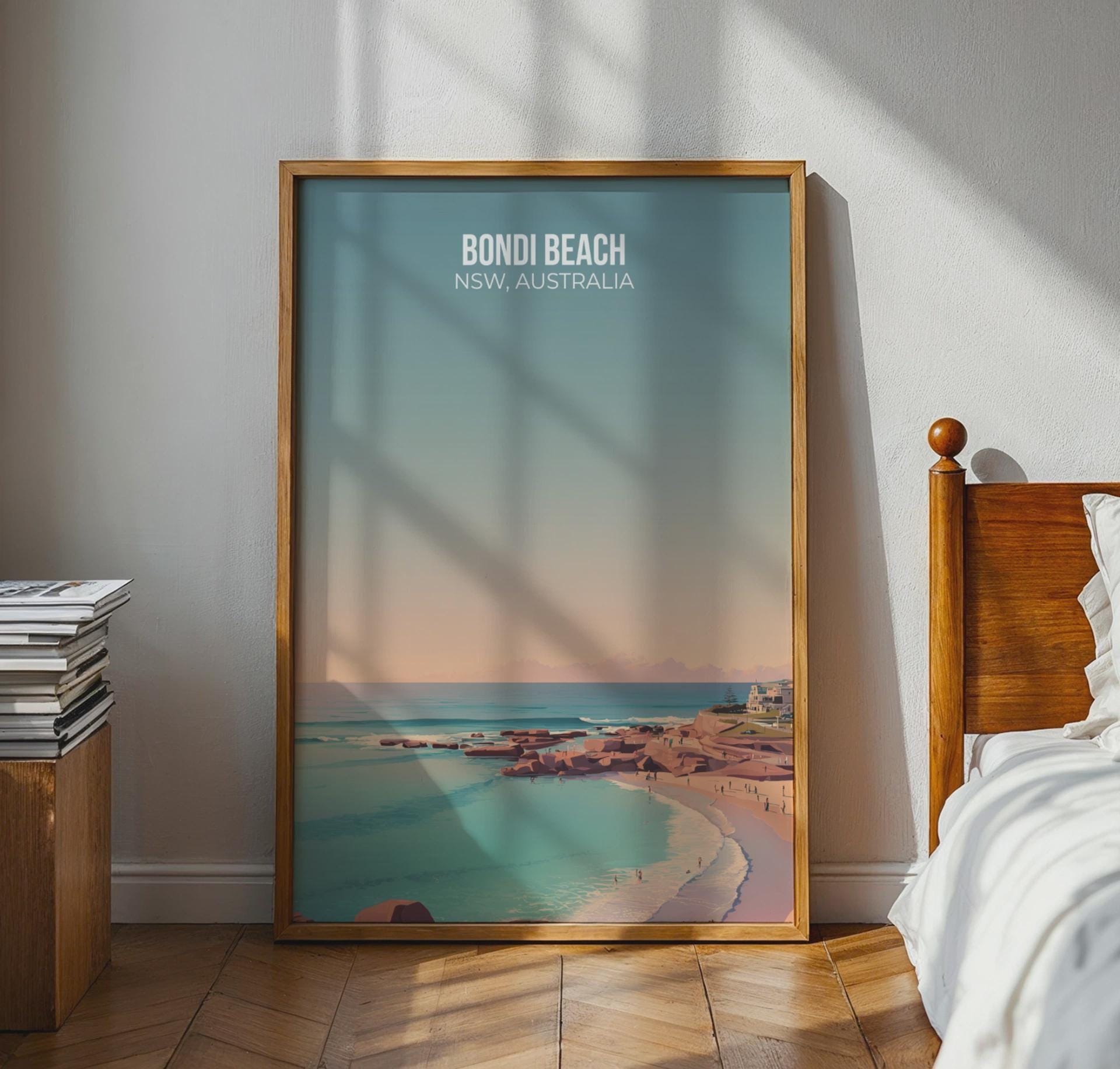 Bondi Beach Poster Art Print Landscape Australia Wall Art - Travel Wall Art