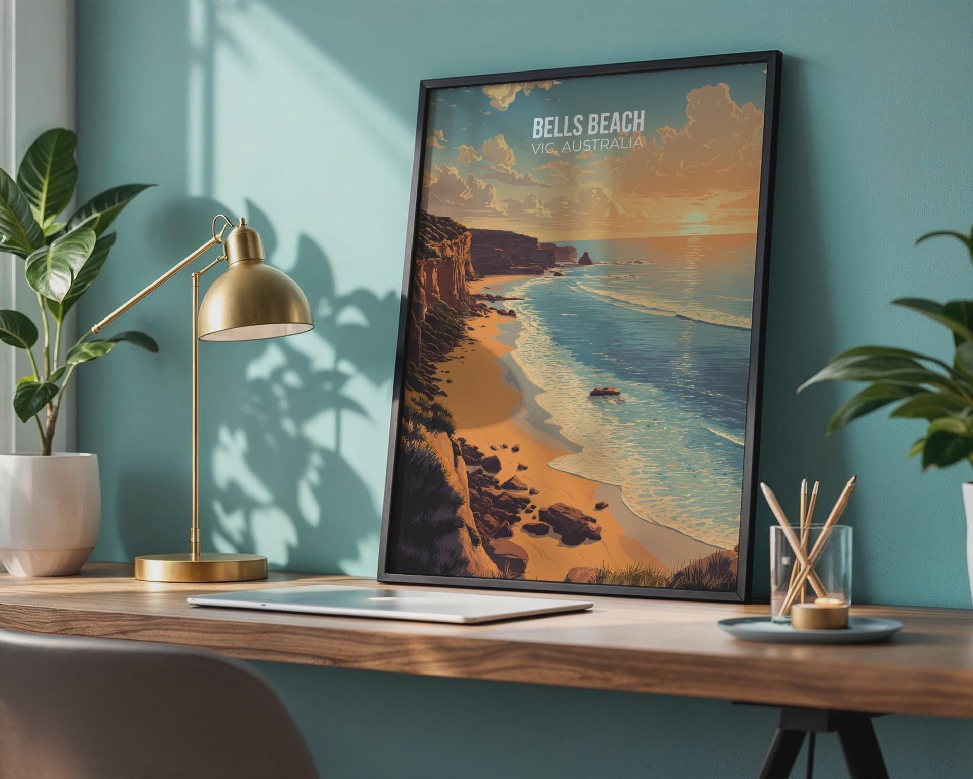 Bells Beach Victoria Australia Poster Art Print Scenic Coastal Landscape - Travel Wall Art