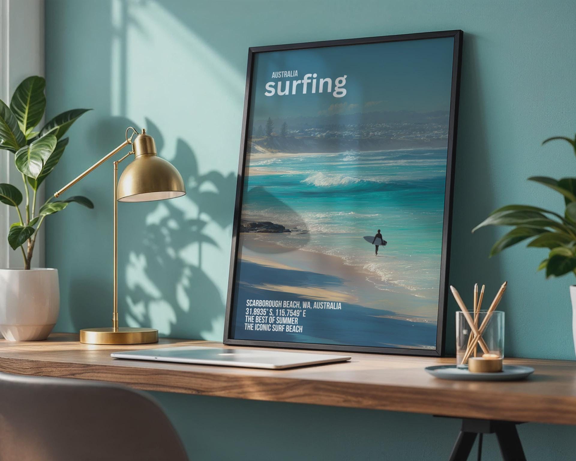 Scarborough Beach Surfing Poster Australia - Travel Wall Art