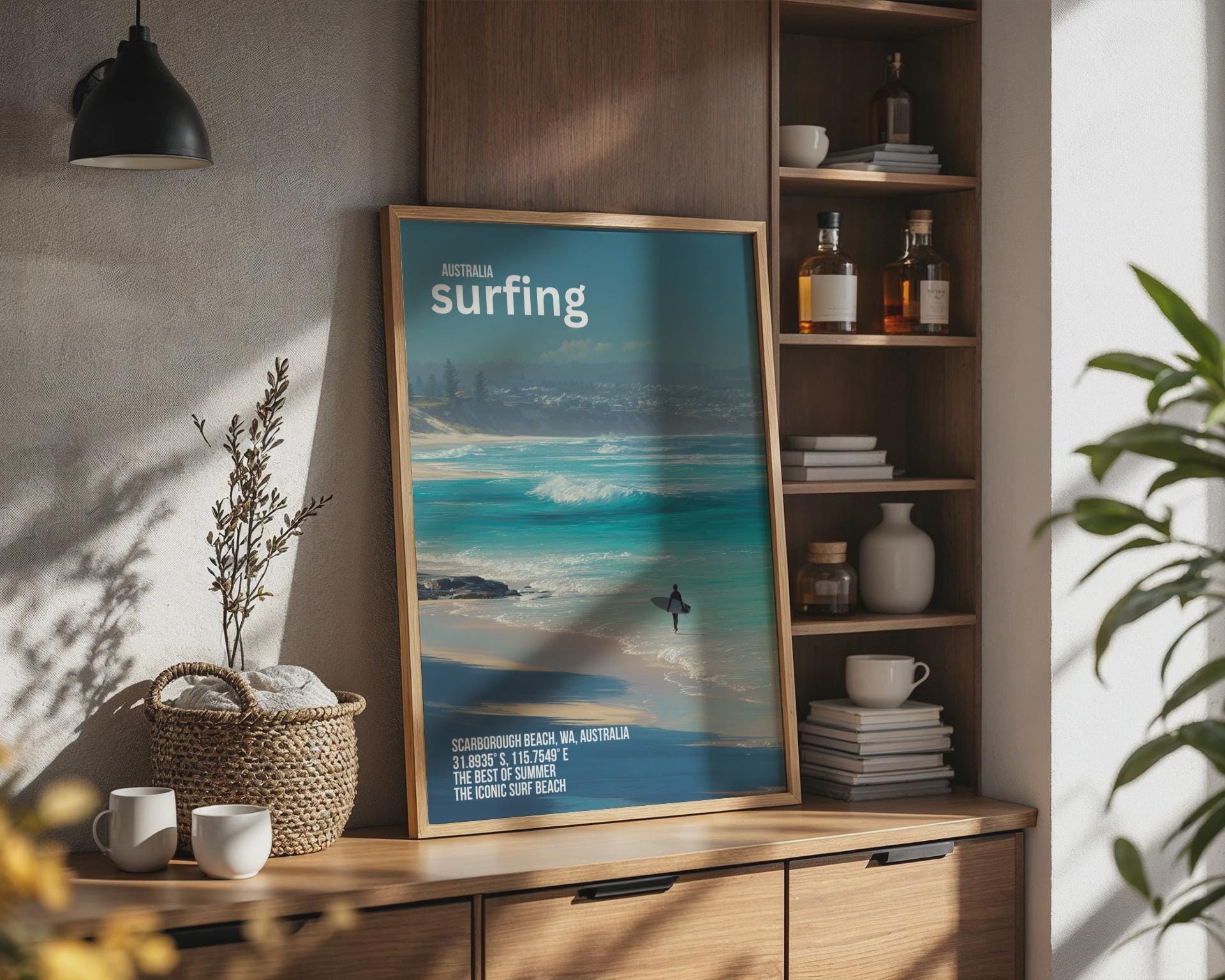 Scarborough Beach Surfing Poster Australia - Travel Wall Art