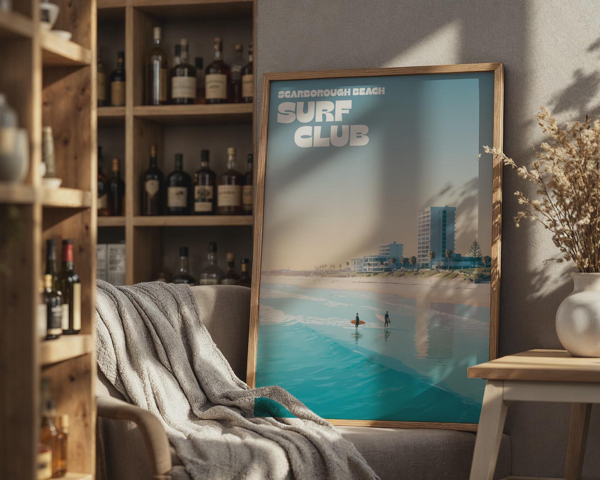 Scarborough Beach Surf Club Poster Print Wall Art - Travel Wall Art