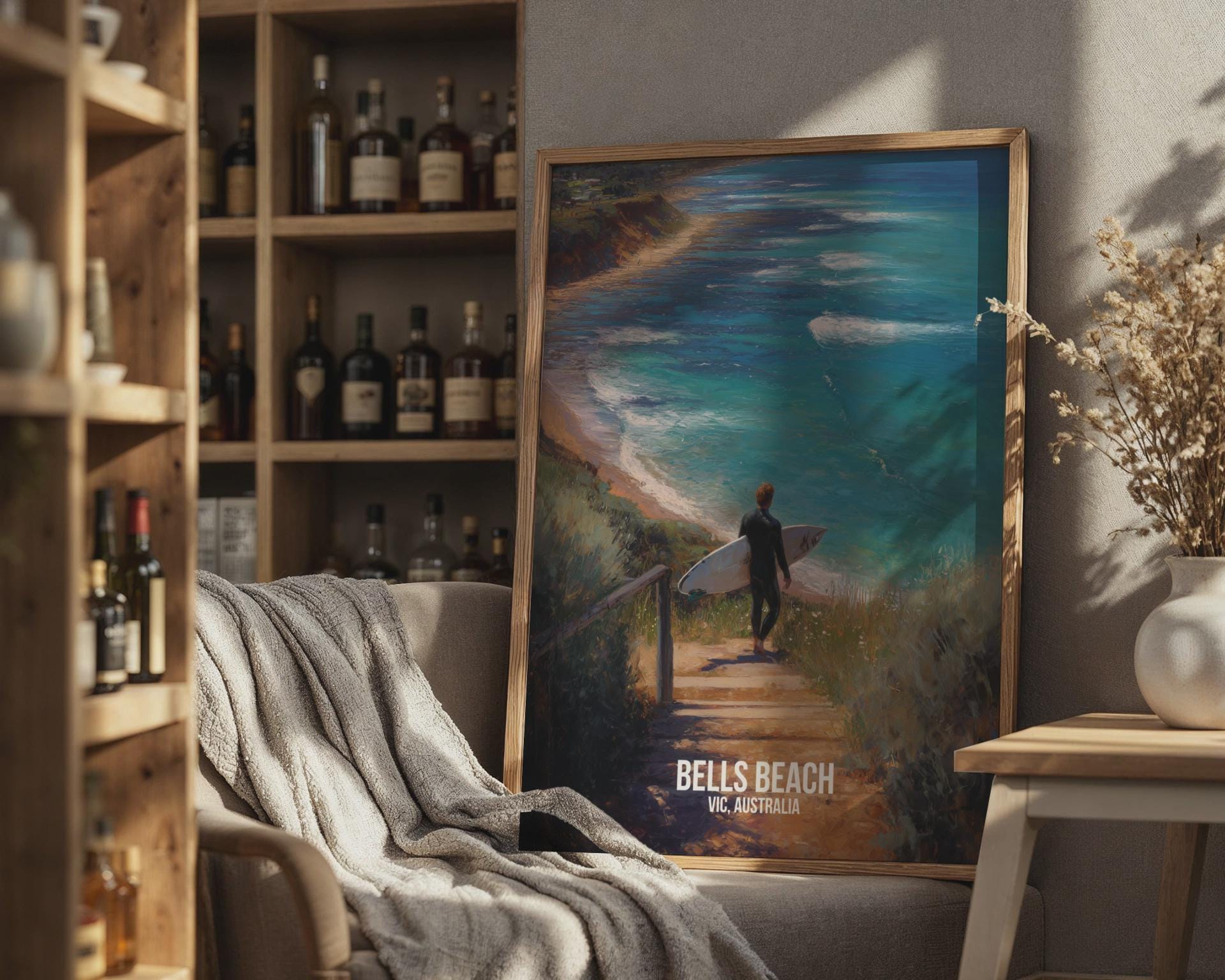 Bells Beach Surfer Poster Wall Art VIC Australia - Travel Wall Art