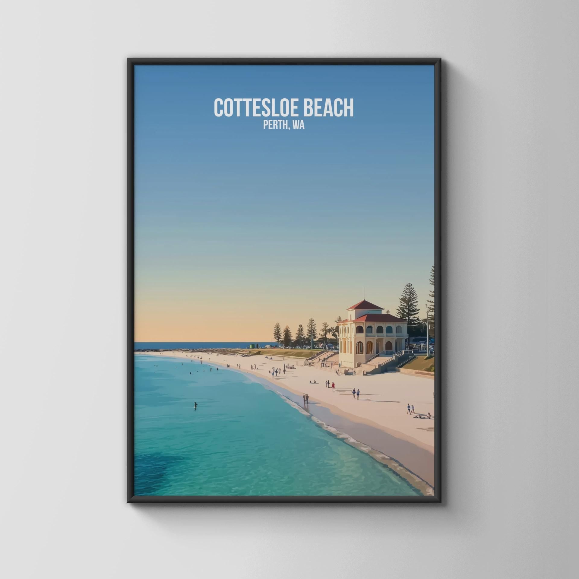 Cottesloe Beach Perth WA Poster Art Print - Travel Wall Art