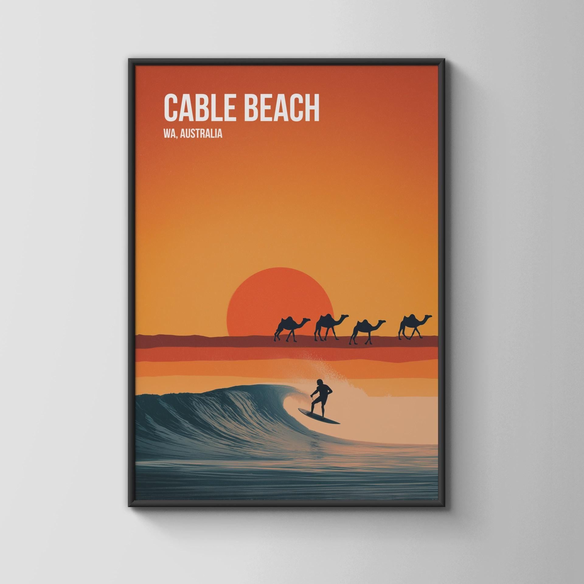 Cable Beach Surf Print WA Australia Poster Wall Art - Travel Wall Art