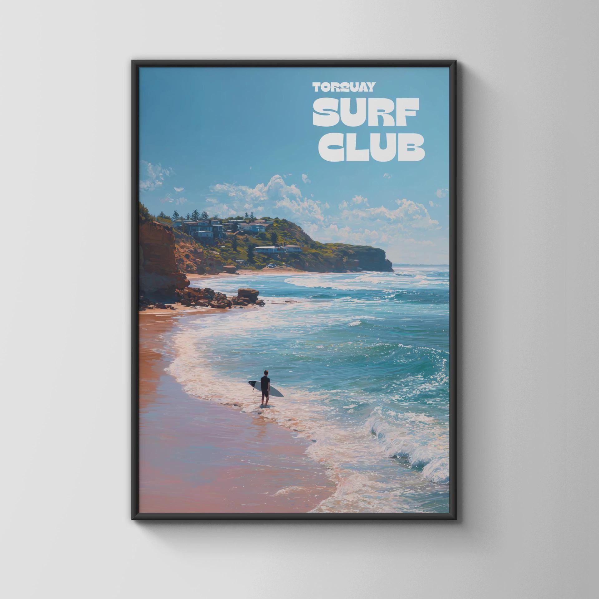 Torquay Surf Club Poster Coastal Wall Art - Travel Wall Art