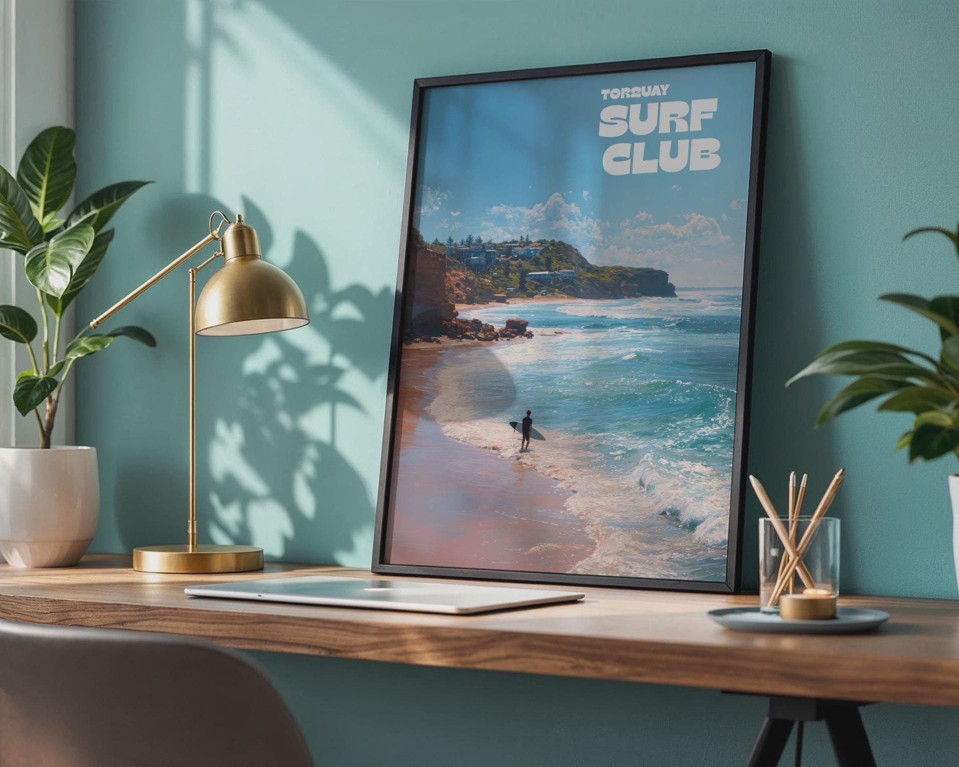 Torquay Surf Club Poster Coastal Wall Art - Travel Wall Art