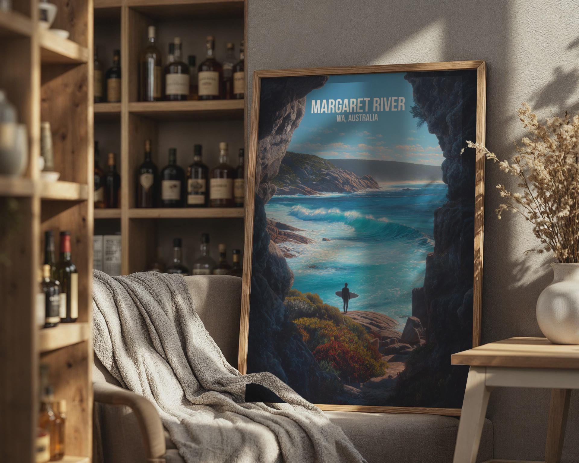 Margaret River Surf Art Print Wall Art Australia Coastal Landscape - Travel Wall Art