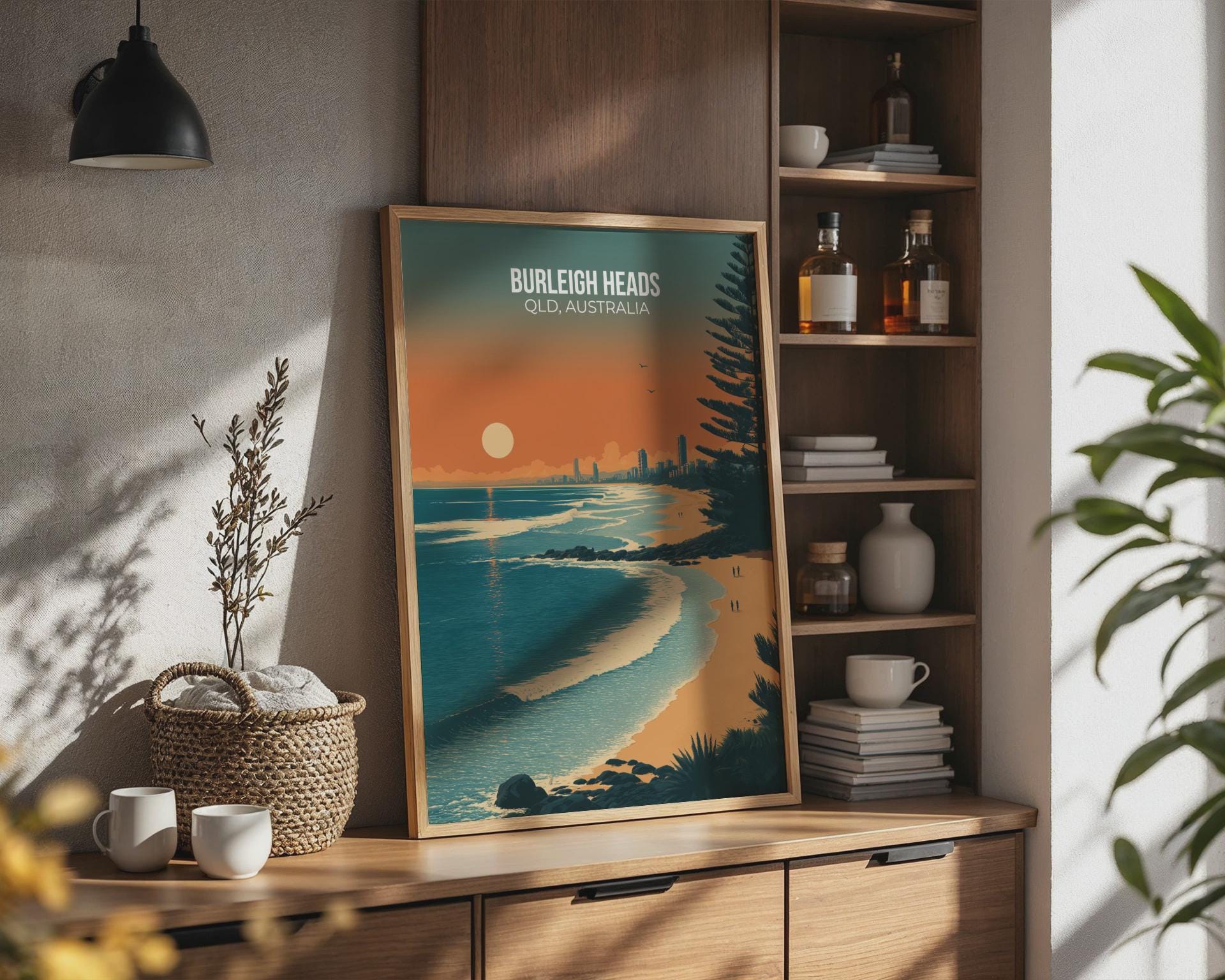 Burleigh Heads QLD Australia Print Coastal Art Poster Wall Art - Travel Wall Art