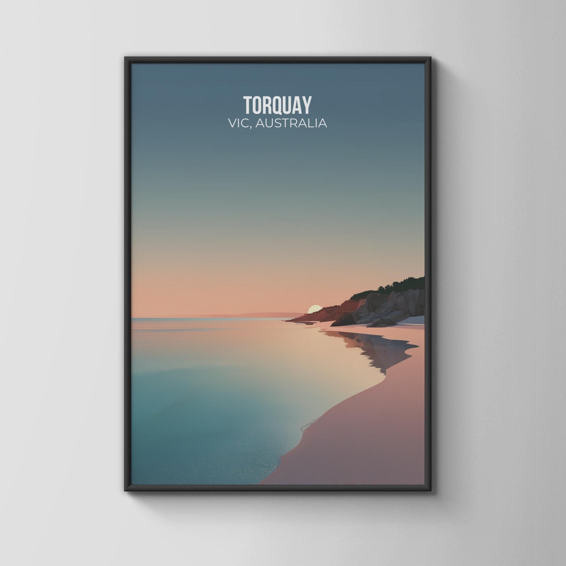 Torquay Beach Poster VIC Australia Art Print - Travel Wall Art