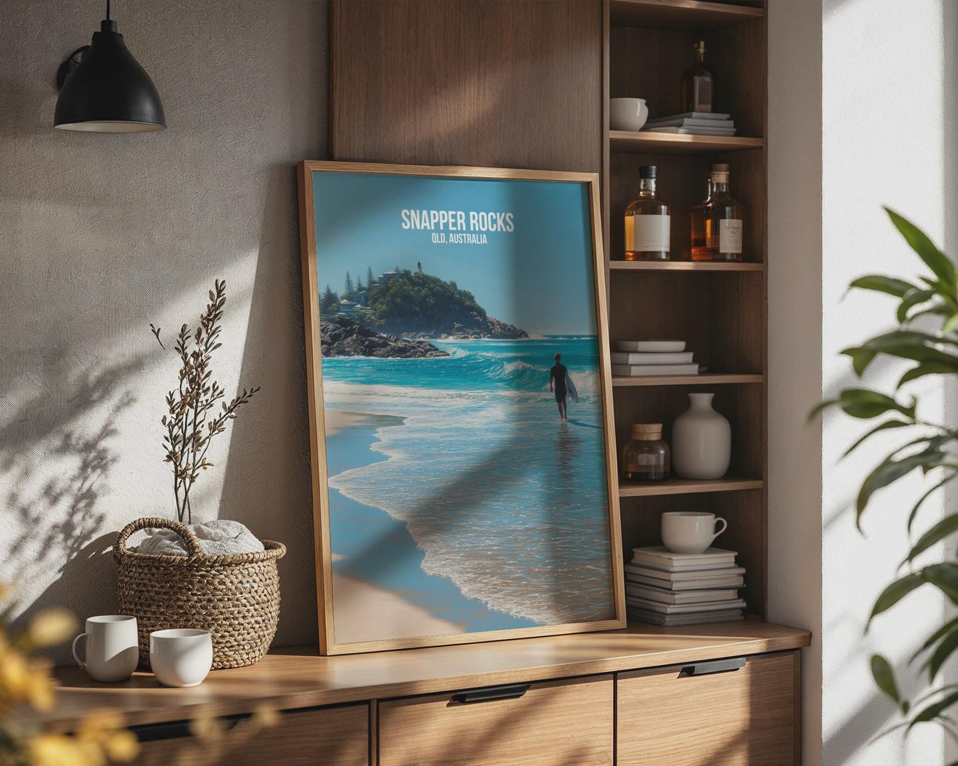 Snapper Rocks QLD Australia Surf Poster Wall Art - Travel Wall Art
