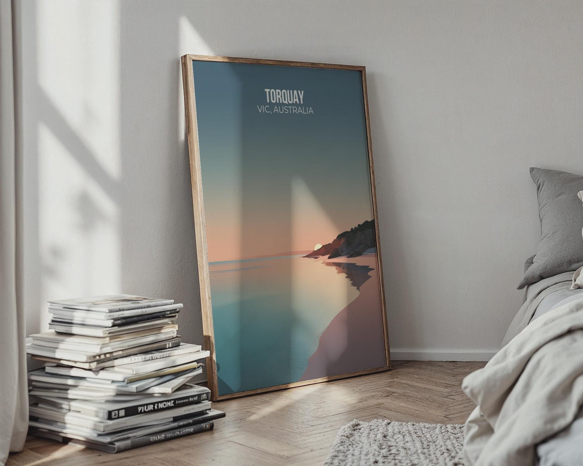 Torquay Beach Poster VIC Australia Art Print - Travel Wall Art