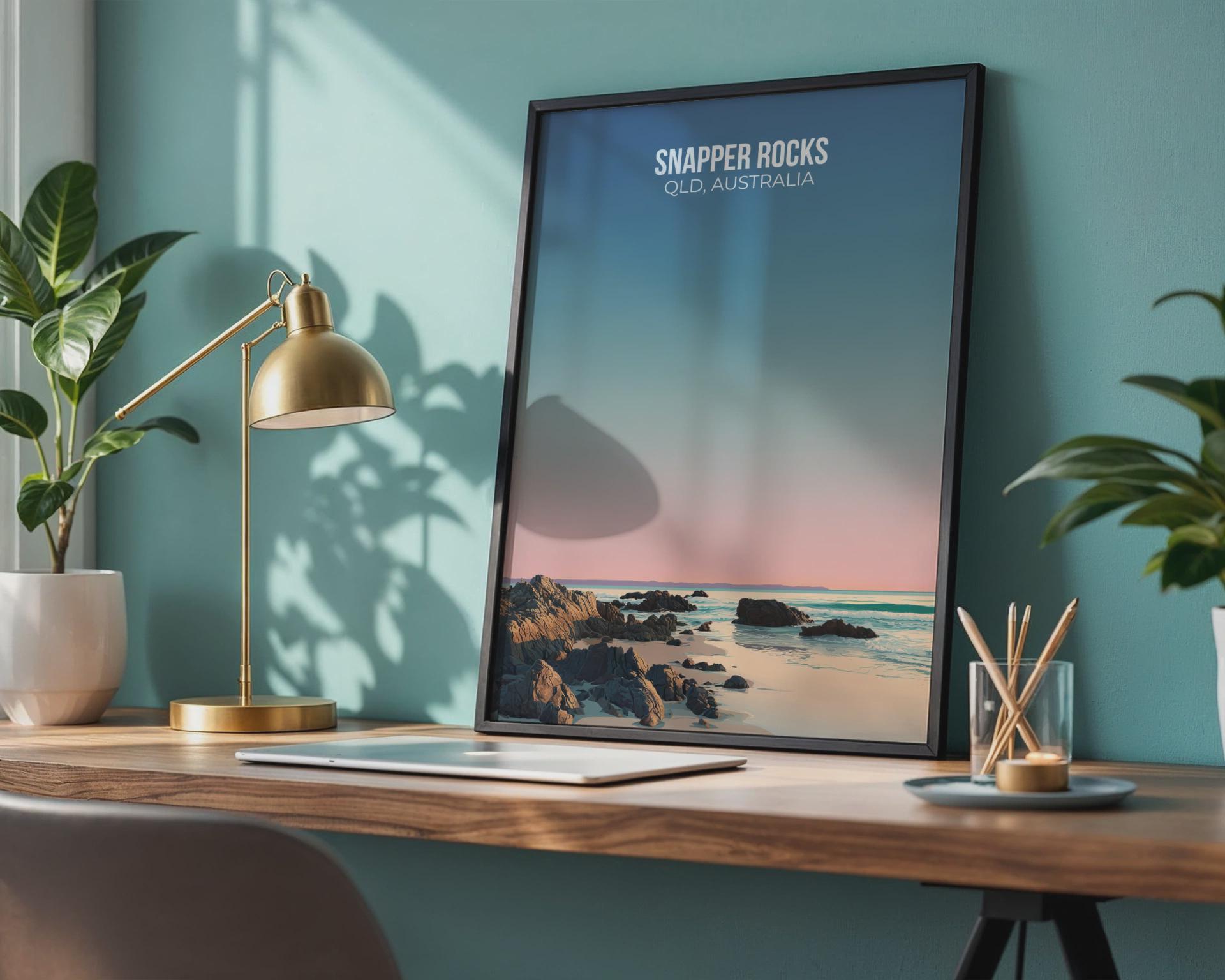 Snapper Rocks Coastal Wall Art Print QLD Australia - Travel Wall Art